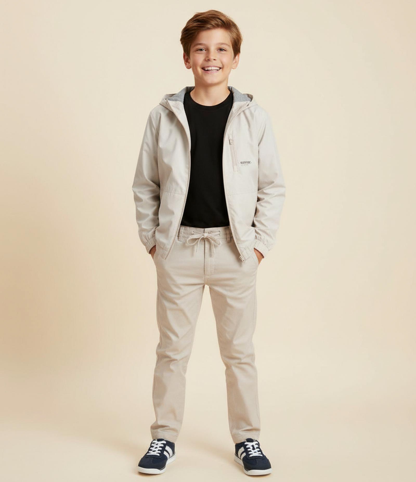 Calça Infantil em Viscolinho com Amarração - Tam 5 a 14 Anos Bege 1