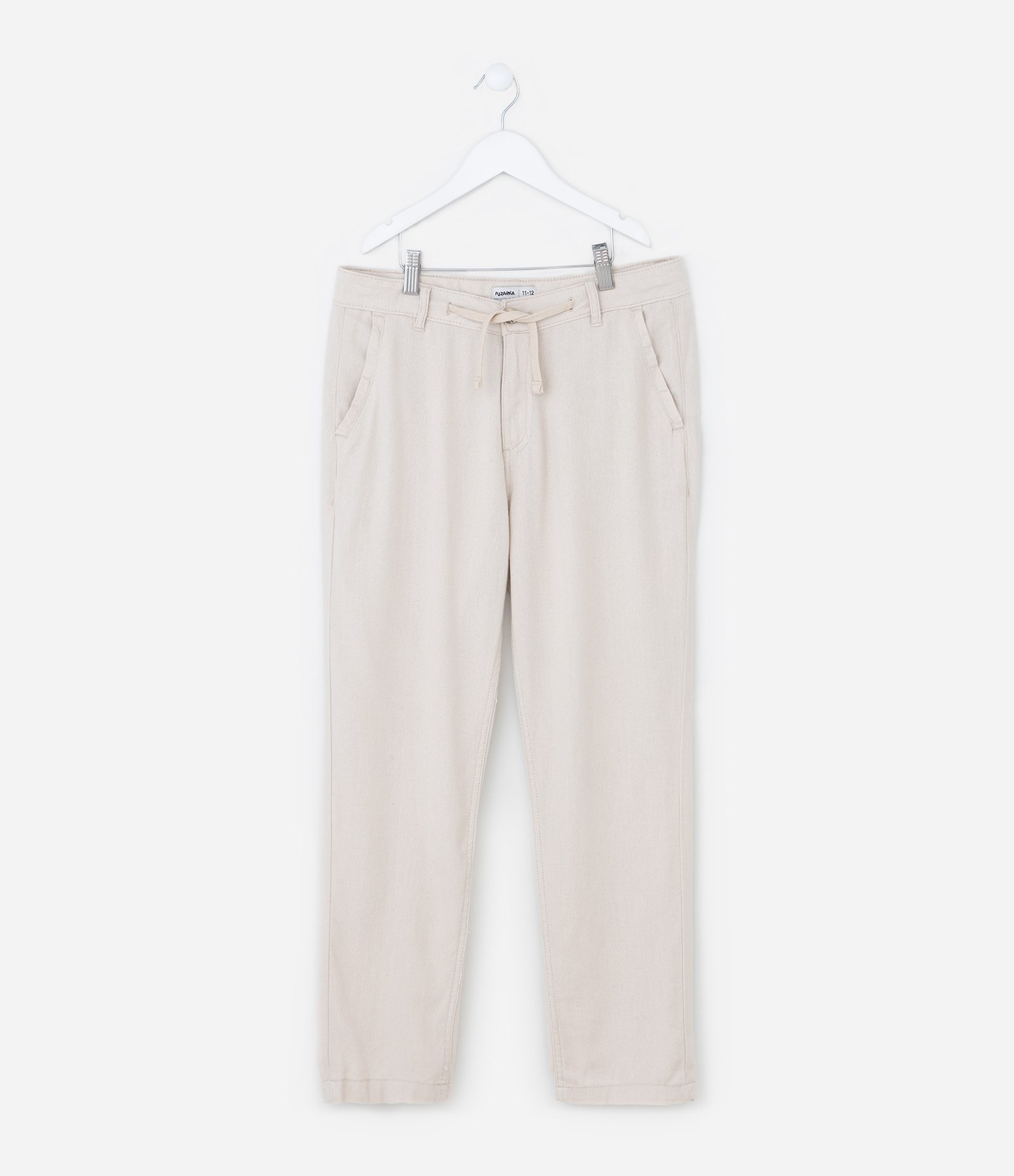 Calça Infantil em Viscolinho com Amarração - Tam 5 a 14 Anos Bege 2