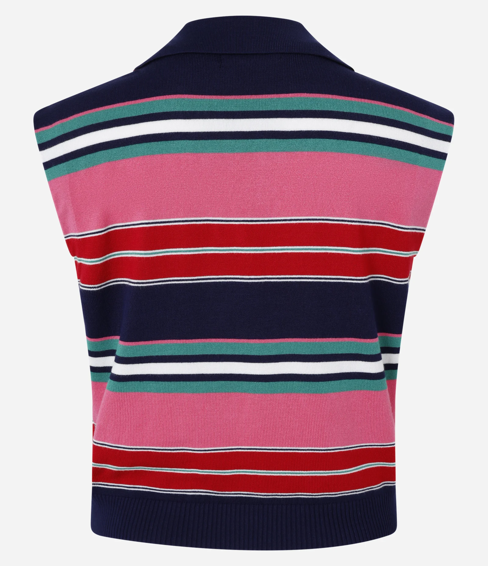 Blusa em Tricô com Gola Polo e Listras de Blocos de Cor Rosa 6