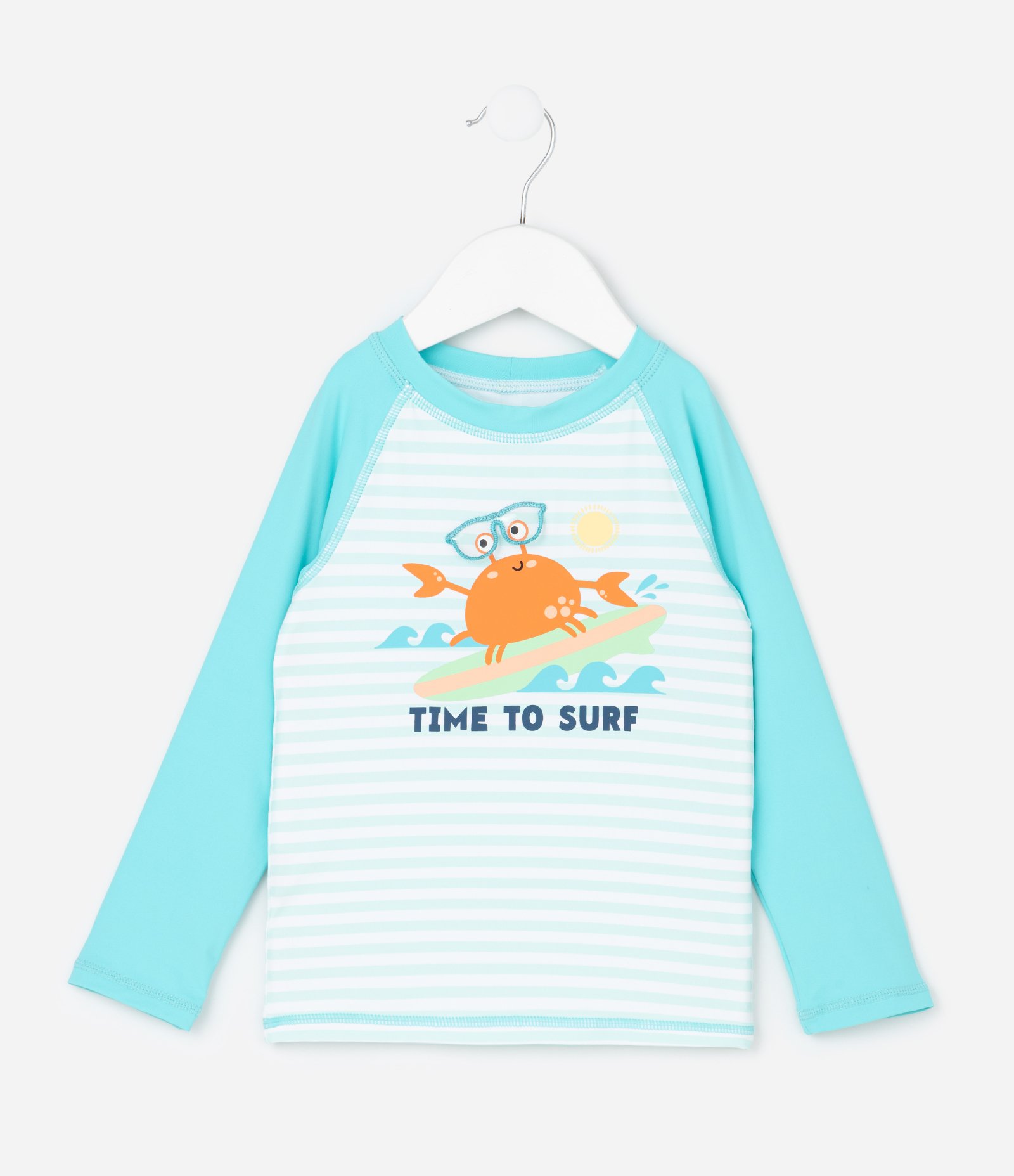 Conjunto Infantil com Proteção UV e Estampa Siri - Tam 6 meses a 4 Anos Azul/Laranja 2