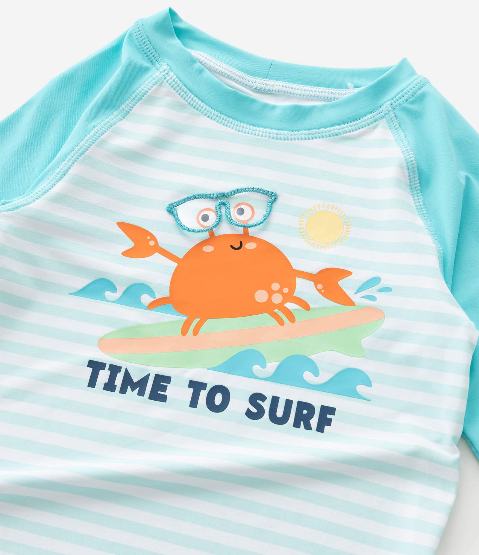 Conjunto Infantil com Proteção UV e Estampa Siri - Tam 6 meses a 4 Anos Azul/Laranja 6