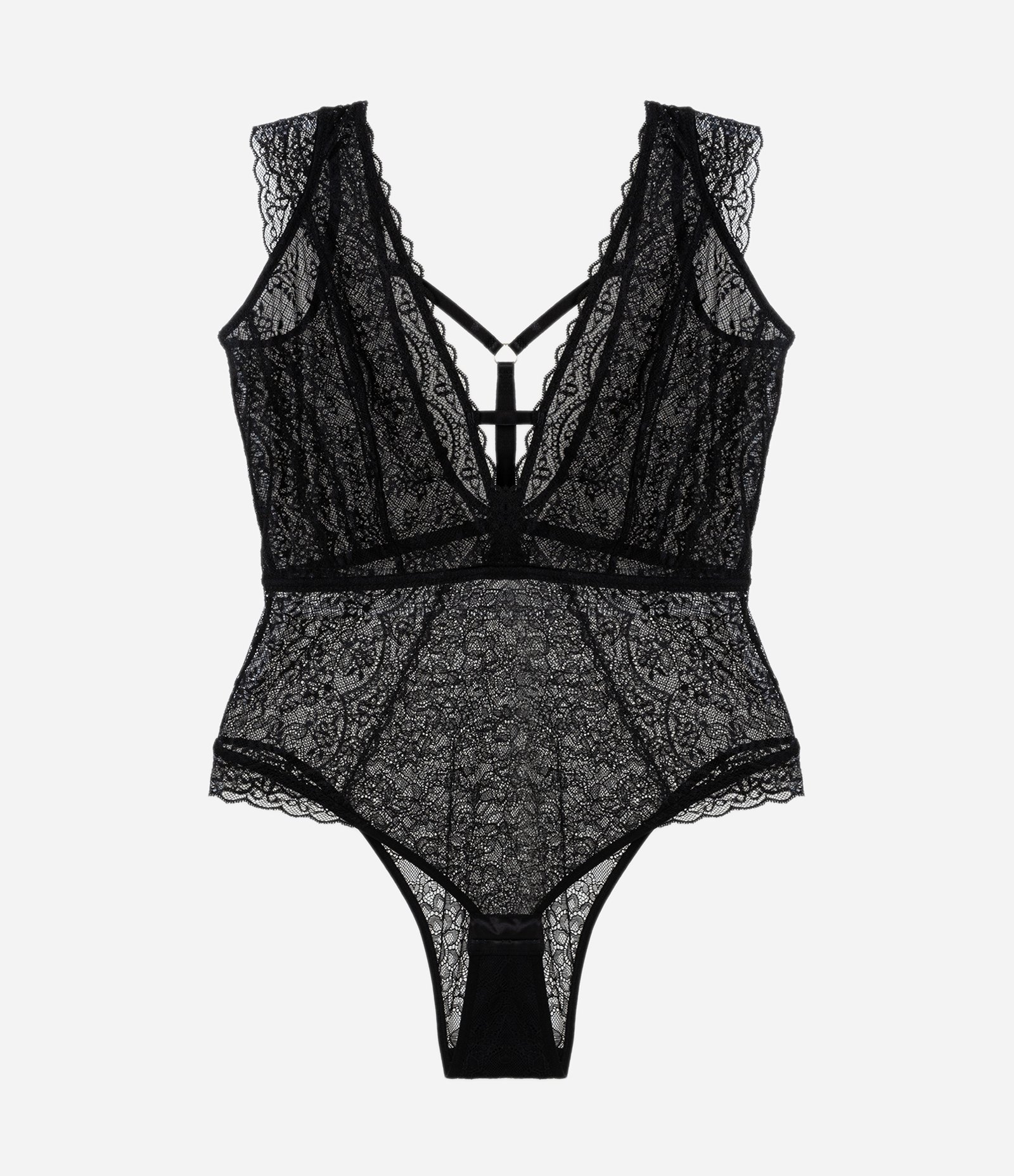 Body Lingerie em Renda e Laise Curve e Plus Size Preto 5
