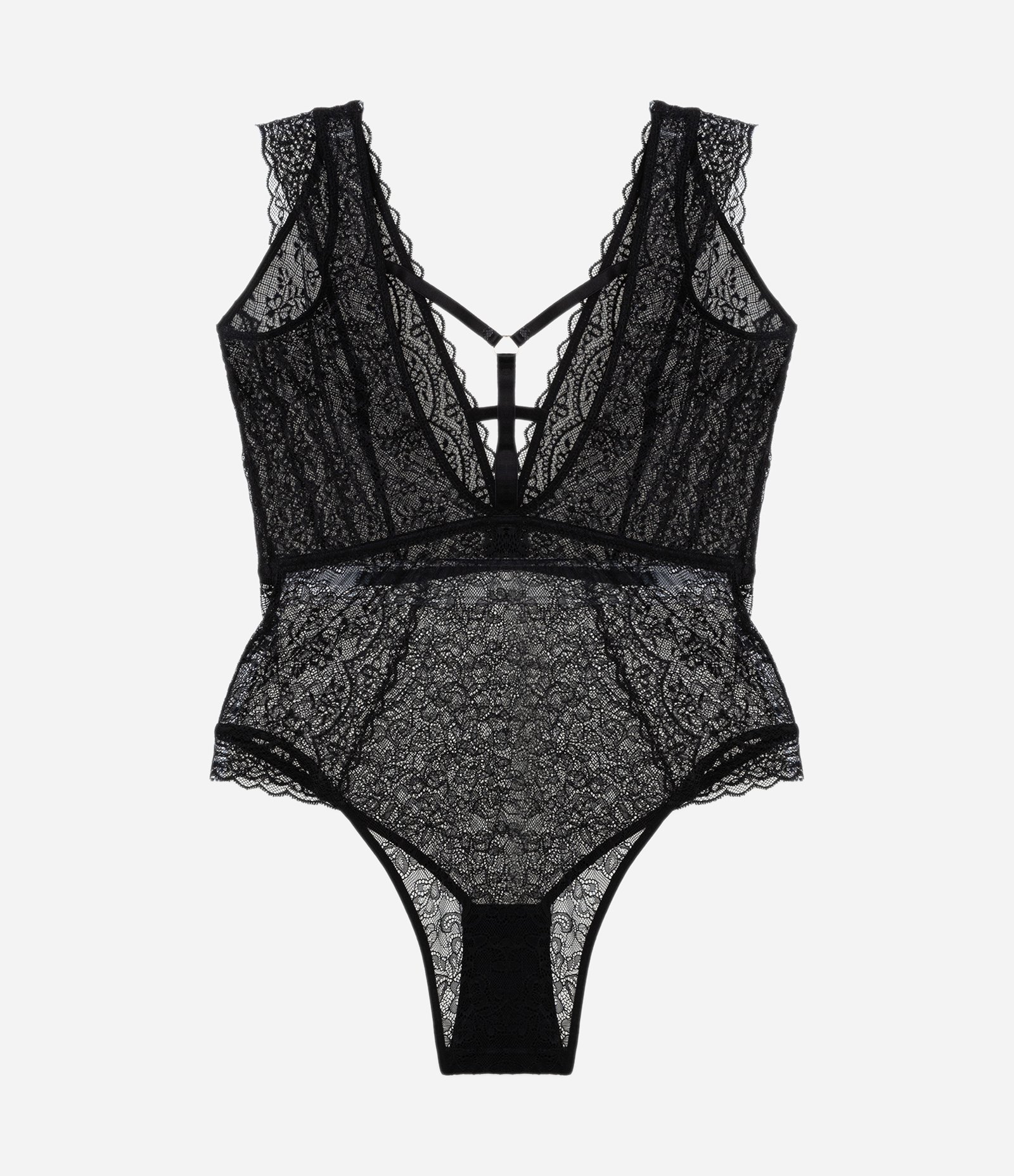Body Lingerie em Renda e Laise Curve e Plus Size Preto 6