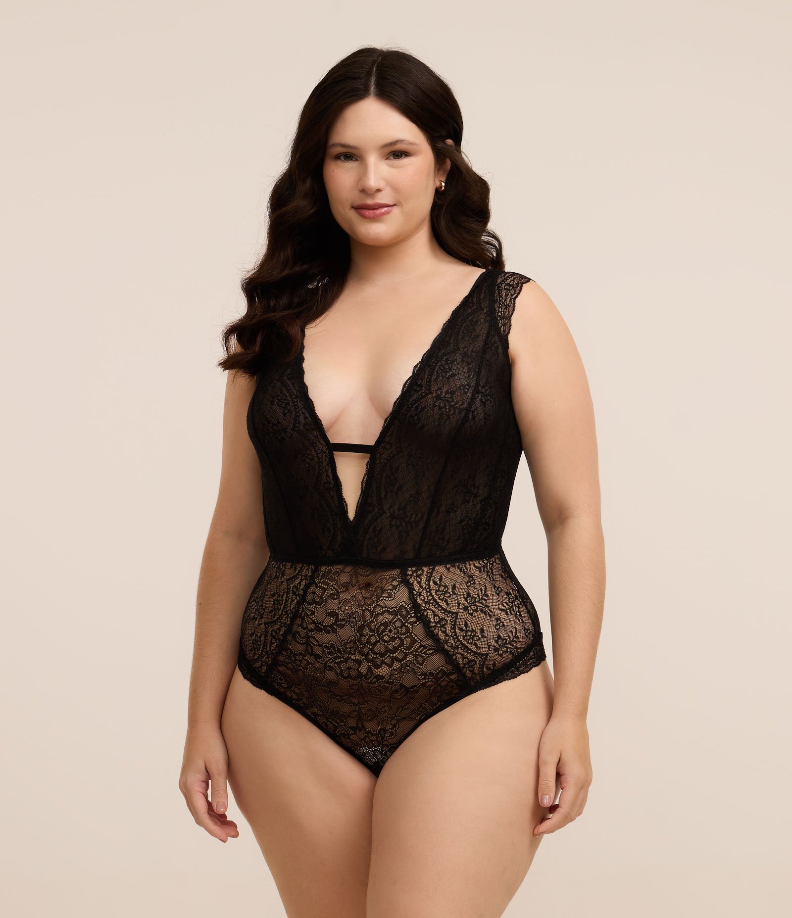 Body Lingerie em Renda e Laise Curve e Plus Size Preto 1
