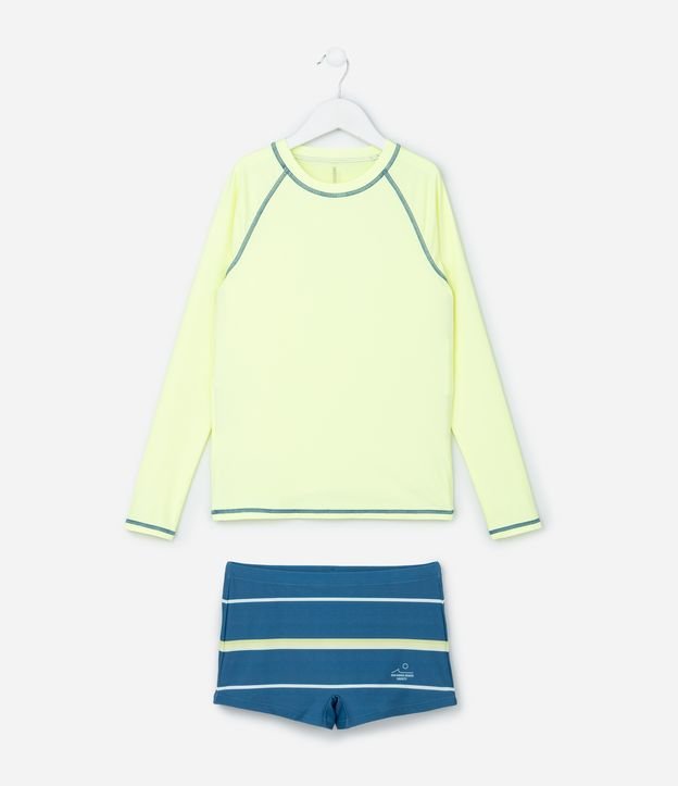 Conjunto Infantil com Proteção UV e Estampa Listras - Tam 5 a 14 Anos