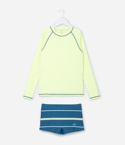 Conjunto Infantil com Proteção UV e Estampa Listras - Tam 5 a 14 Anos
