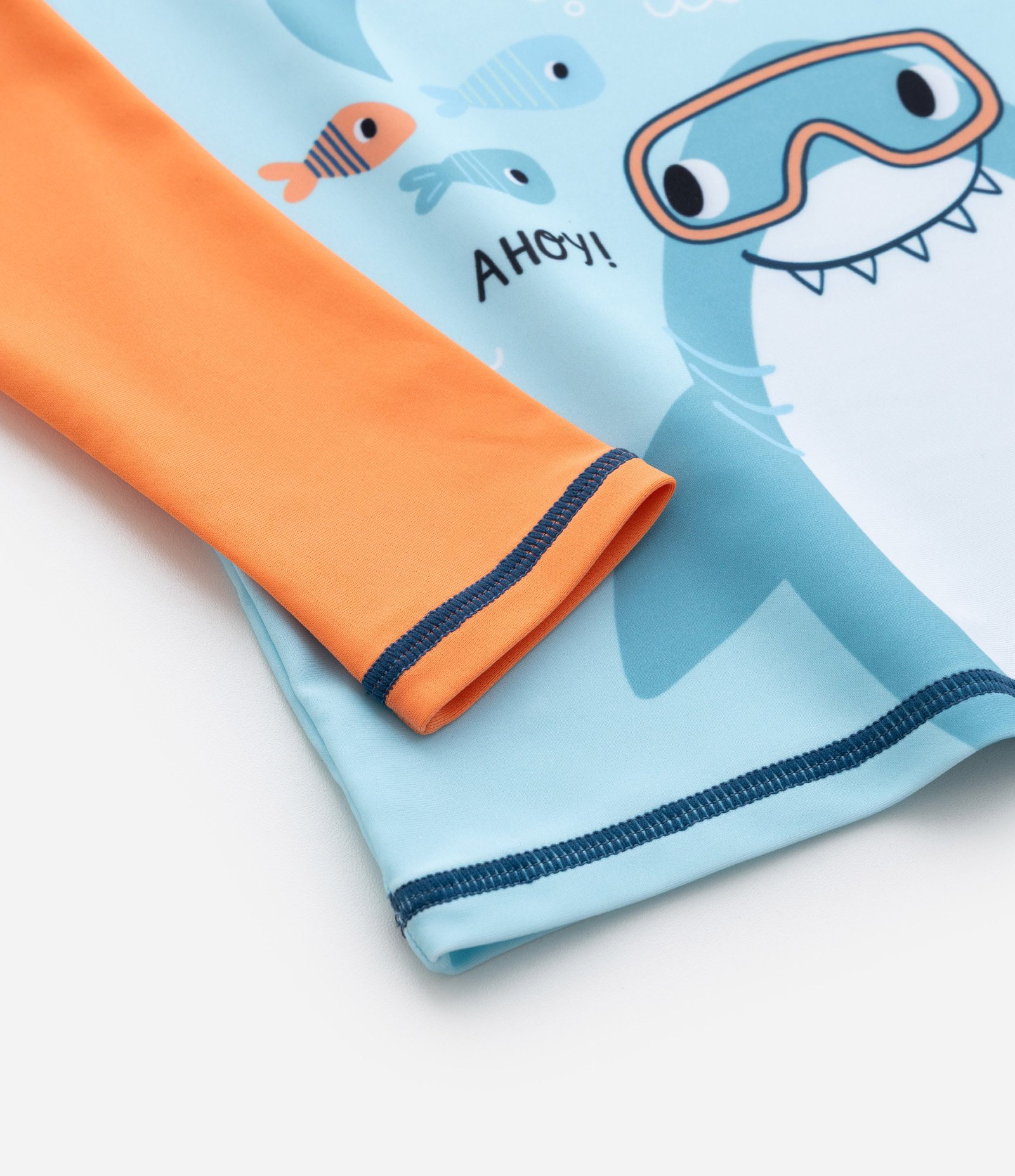 Conjunto Infantil com Proteção UV e Estampa Tubarões - Tam 1 a 4 Anos Azul 10