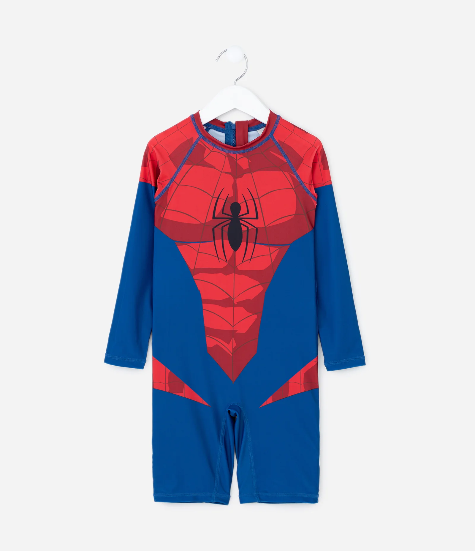 Macacão Infantil com Proteção UV e Estampa Homem-Aranha - Tam 3 a 8 Anos Azul/Vermelho 1