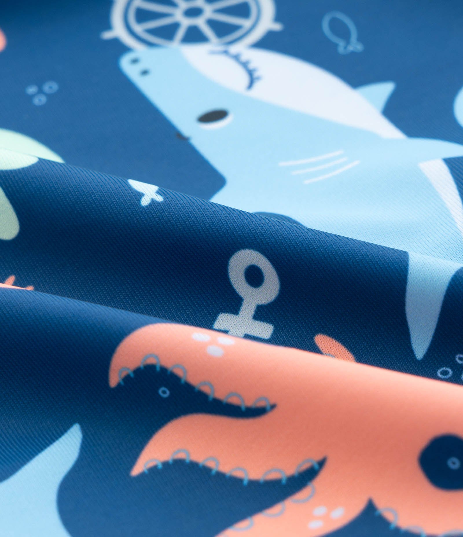 Conjunto Infantil com Proteção UV e Estampa Fundo do Mar - Tam 1 a 4 Anos Azul 5