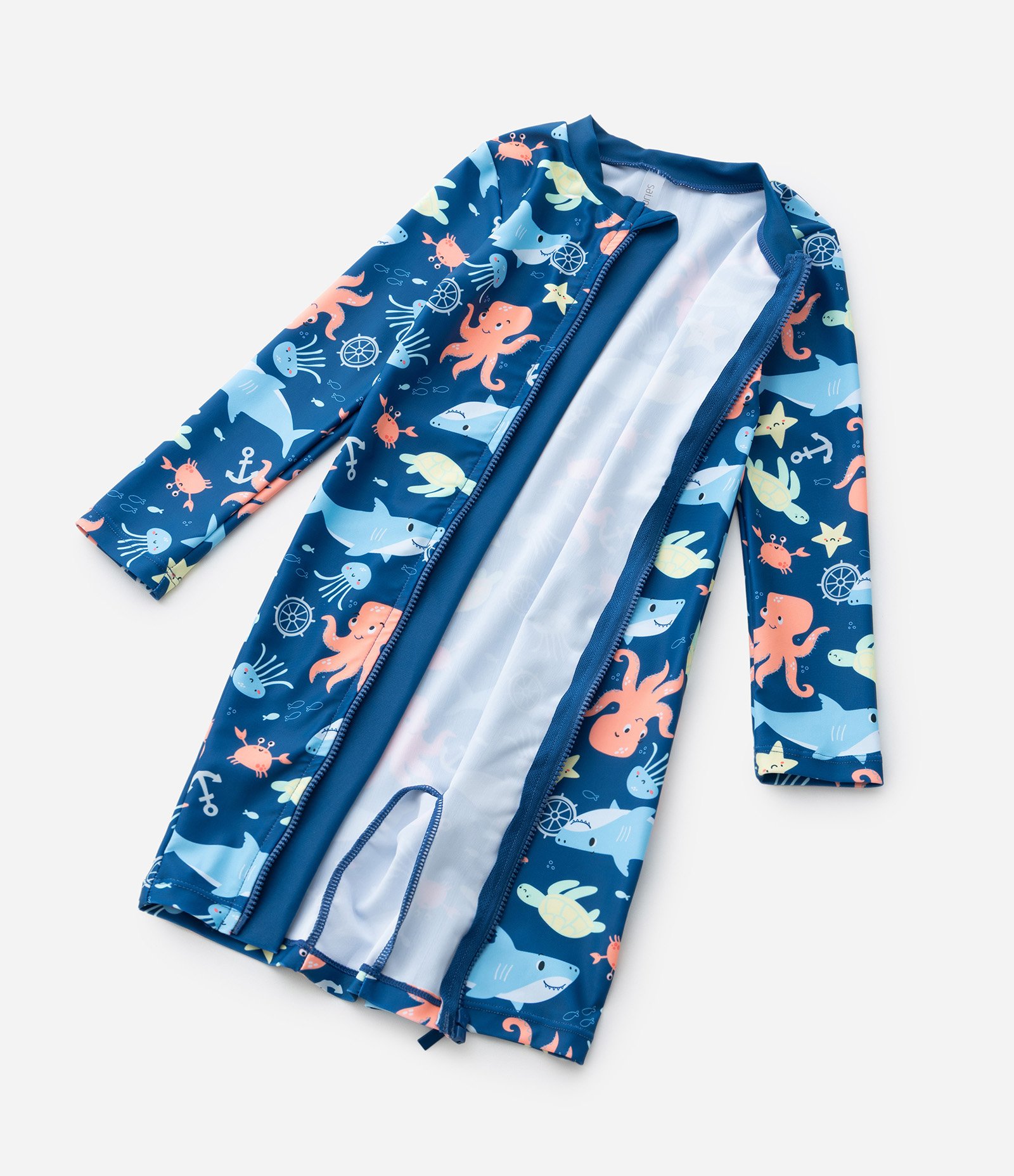 Conjunto Infantil com Proteção UV e Estampa Fundo do Mar - Tam 1 a 4 Anos Azul 6