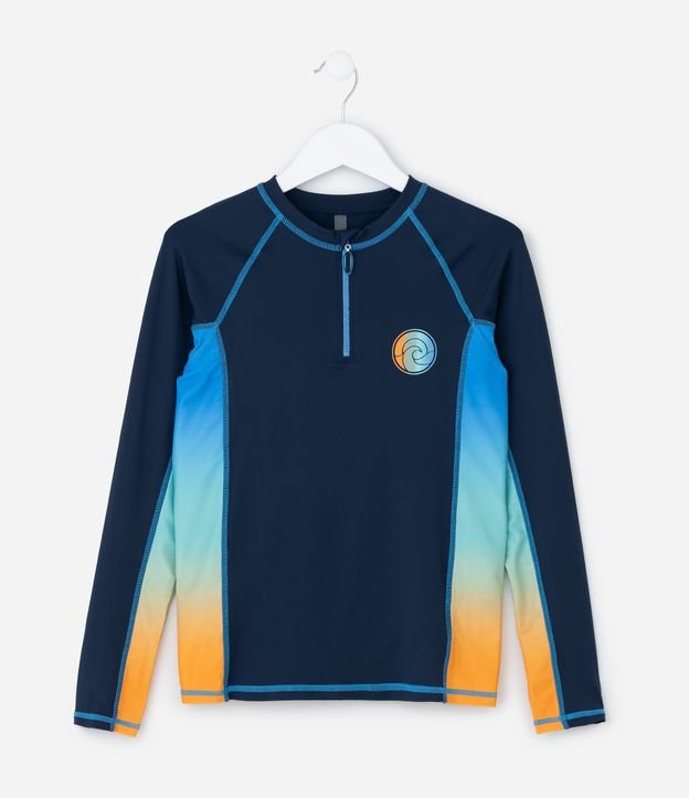 Camiseta Infantil com Proteção UV Estampa Degradê - Tam 5 a 14 Anos