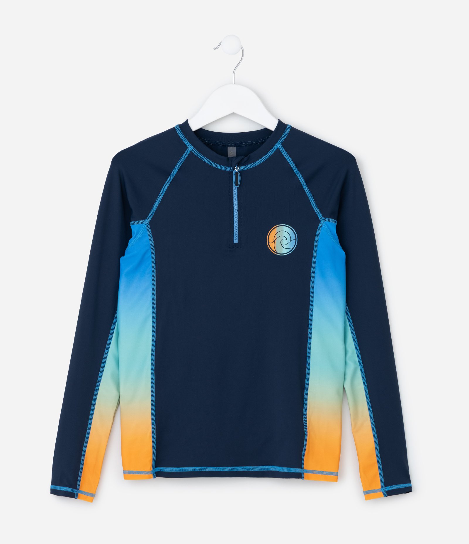 Camiseta Infantil com Proteção UV Estampa Degradê - Tam 5 a 14 Anos Azul 1