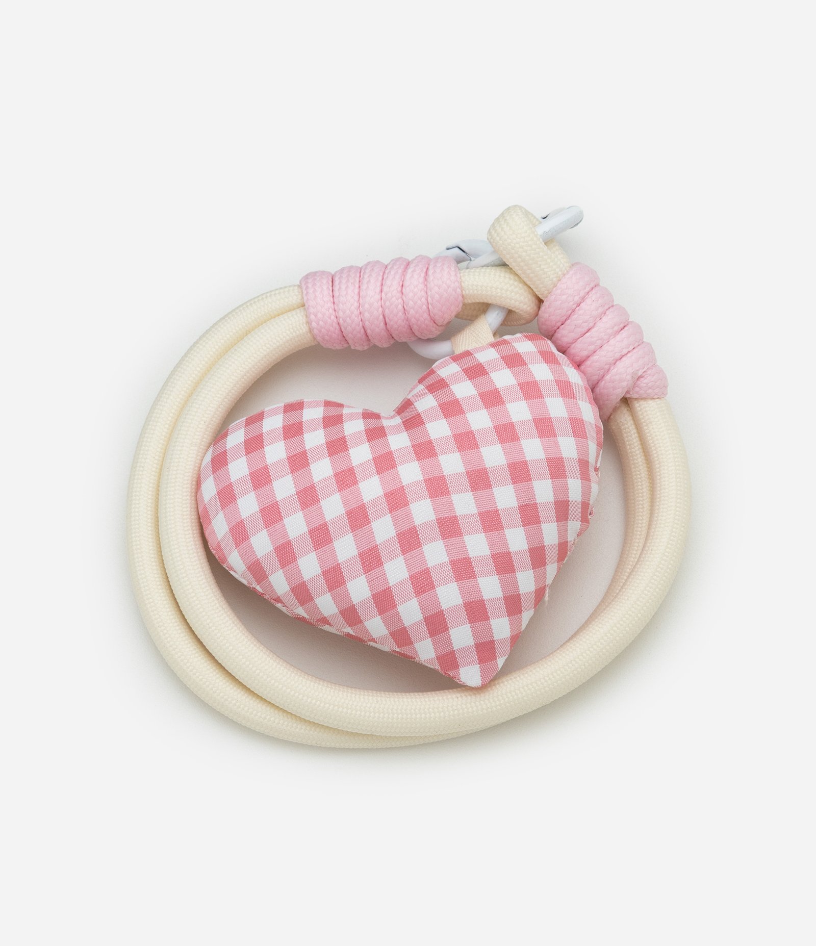 Chaveiro com Cordão e Coração Xadrez Rosa 2