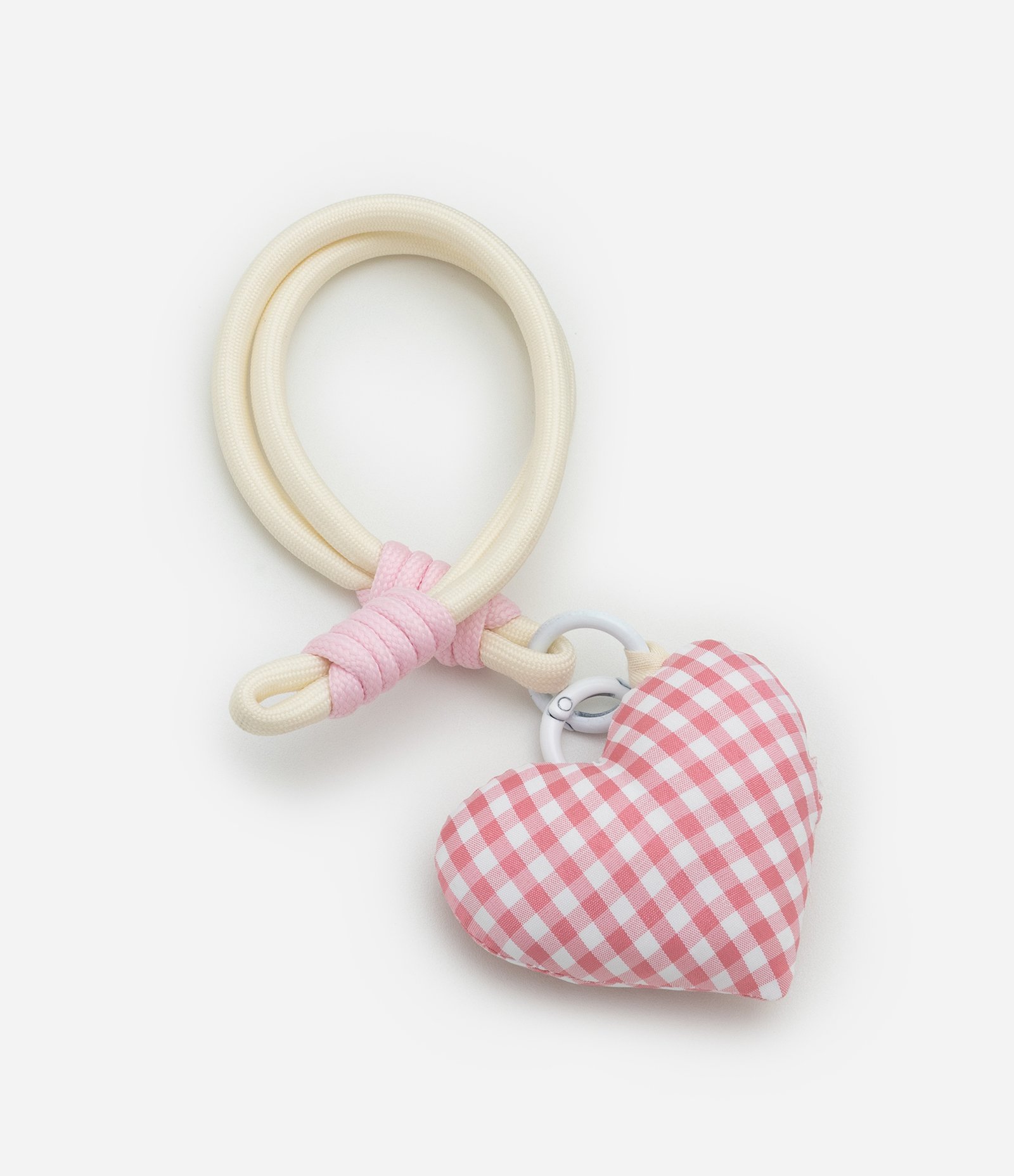 Chaveiro com Cordão e Coração Xadrez Rosa 3