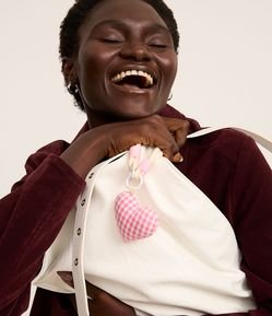 Chaveiro com Cordão e Coração Xadrez