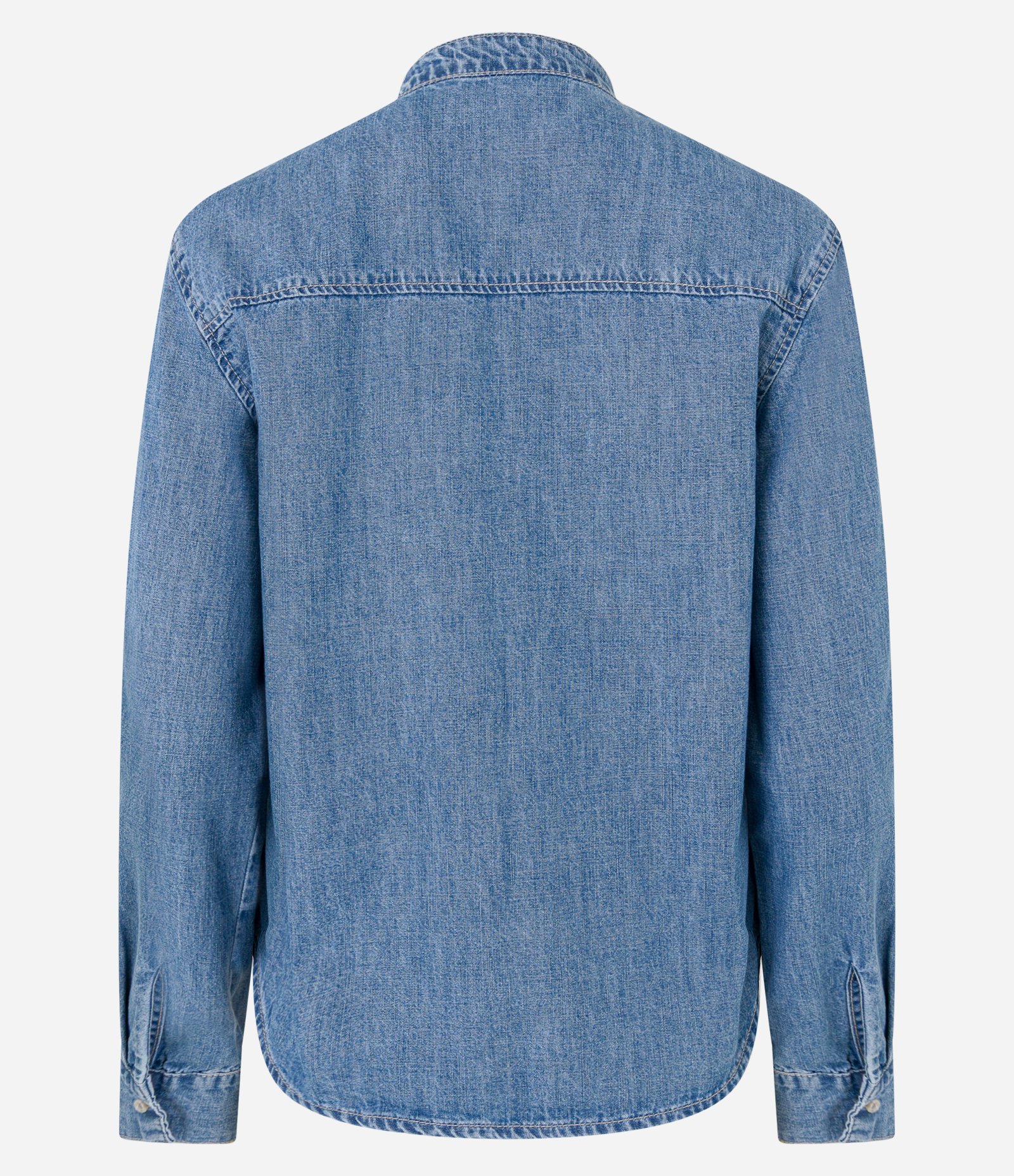 Camisa Jeans com Laço na Gola e Botões Frontais Azul 2