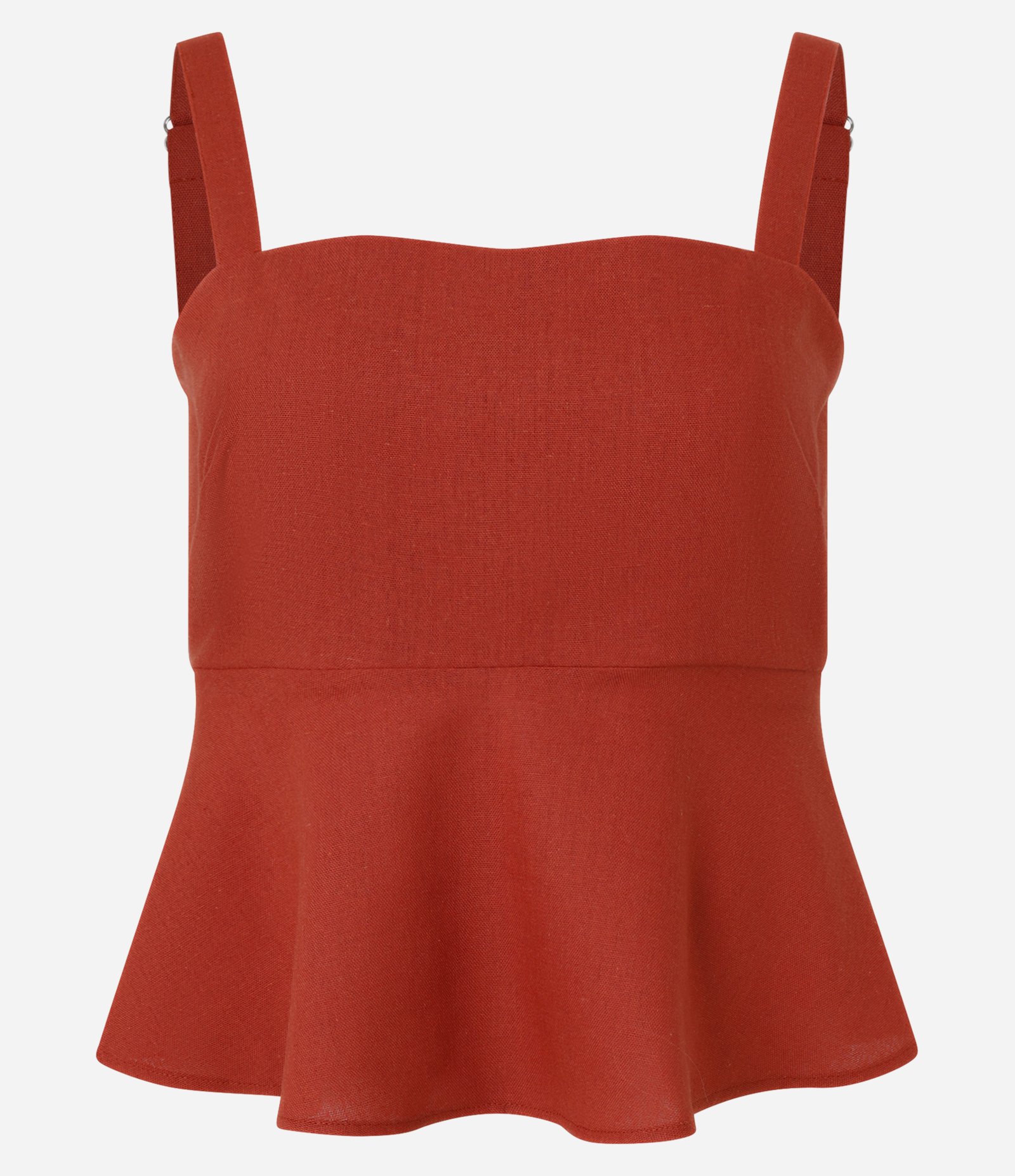 Blusa de Alça em Viscose com Babado e Lastex nas Costas Terracota 4
