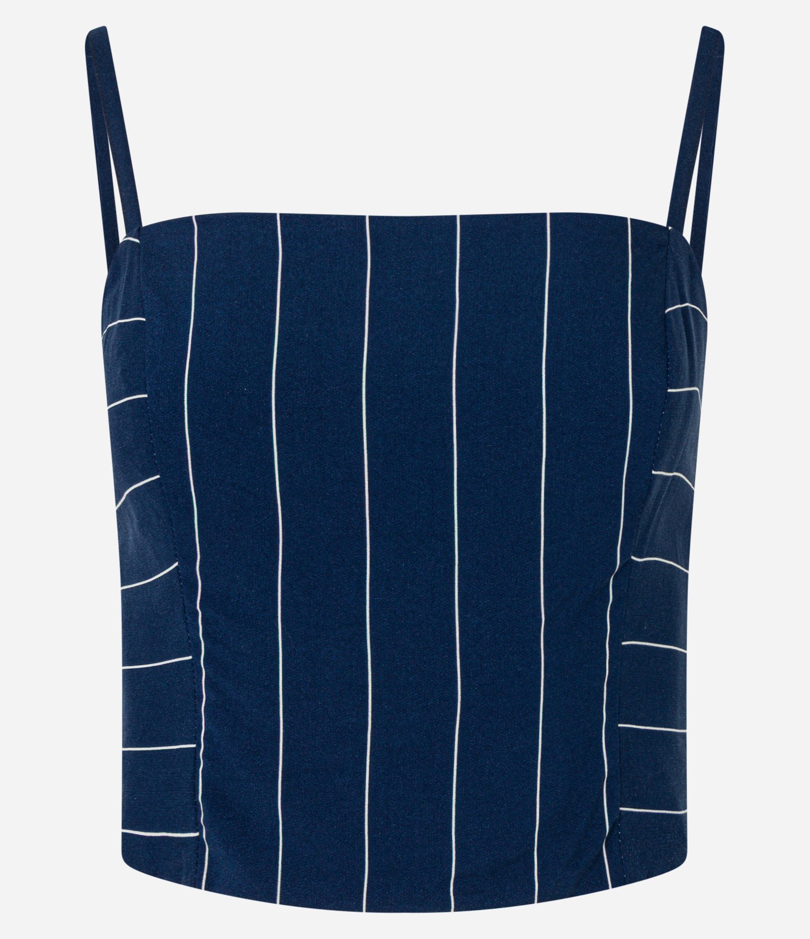 Blusa de Alça em Tricoline Listrada com Lastex Azul 4