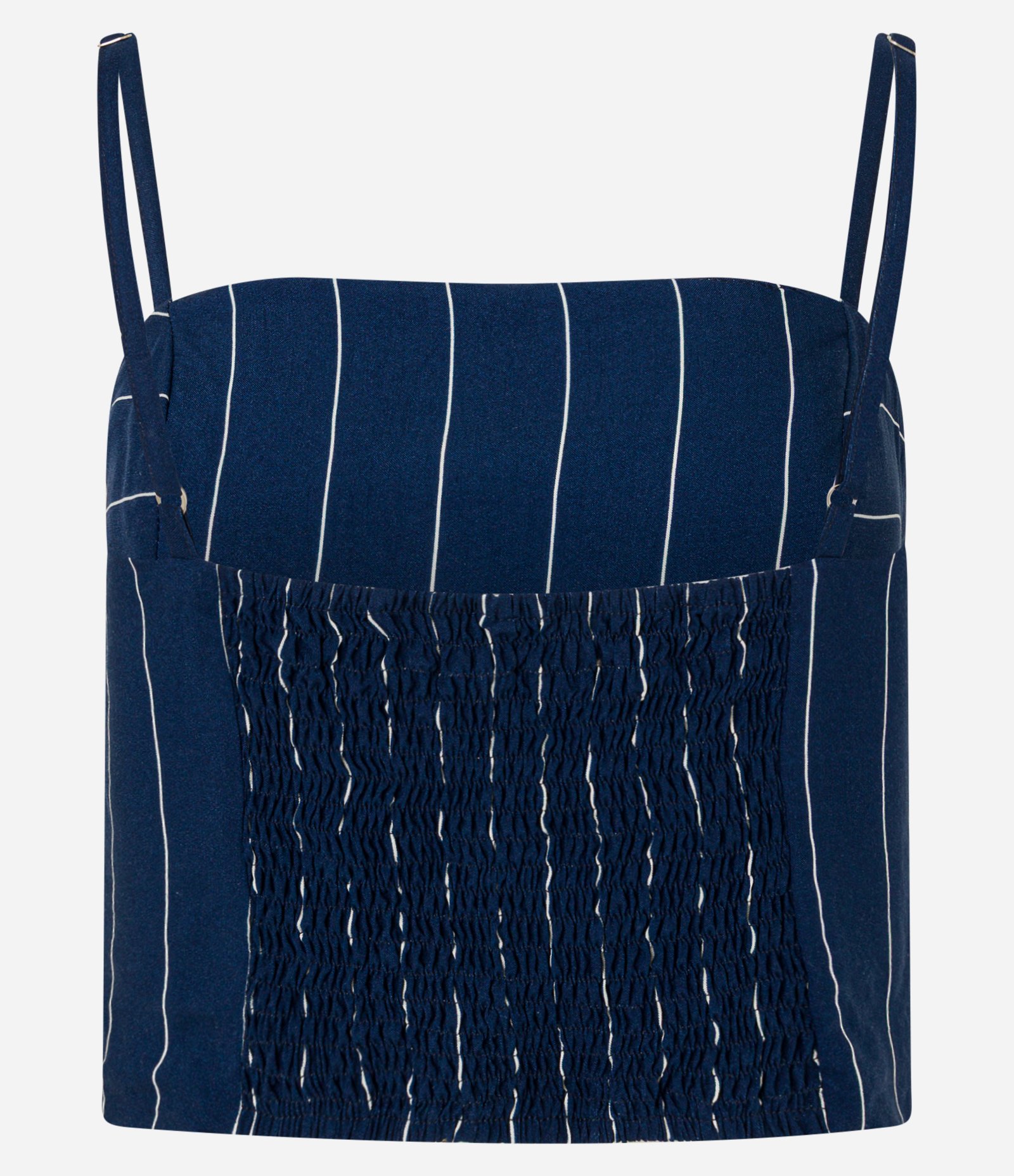 Blusa de Alça em Tricoline Listrada com Lastex Azul 5