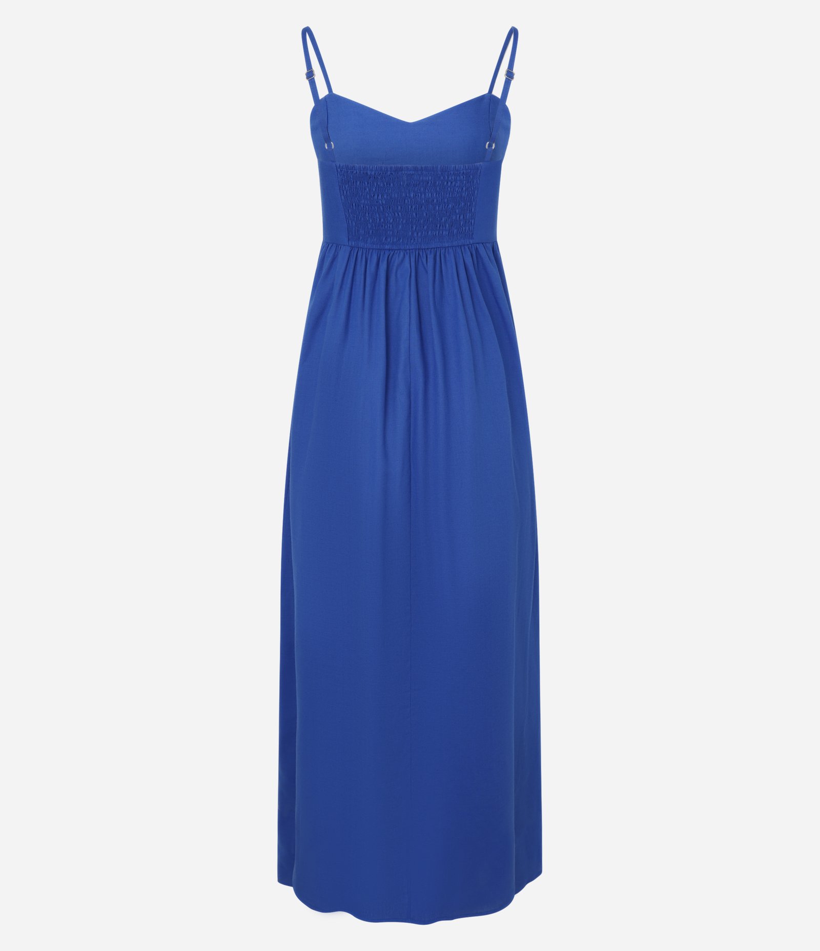 Vestido Longo Evasê com Recorte Vazado no Busto Azul 2