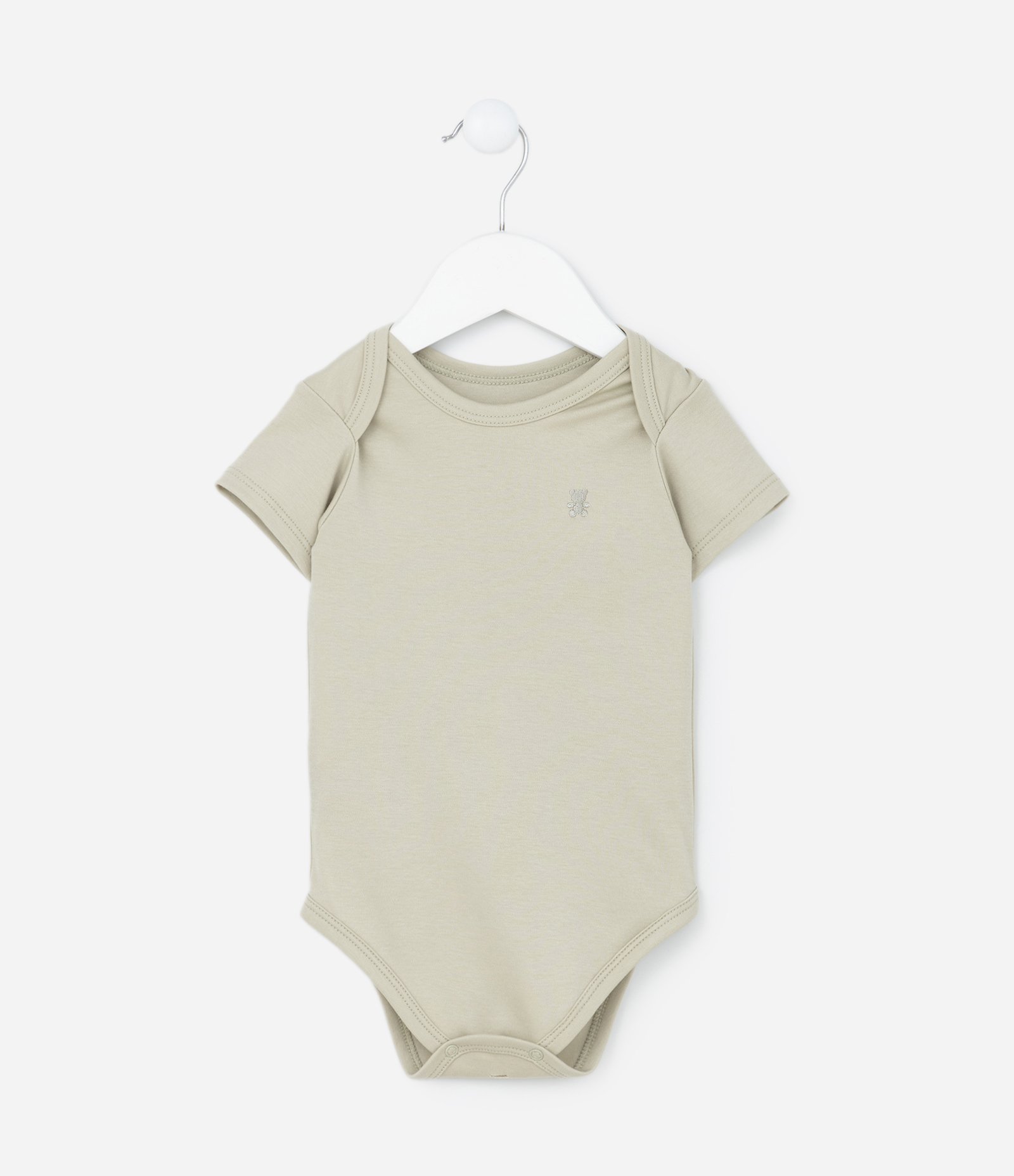 Body Infantil Básico com Bordado Ursinho - Tam RN a 18 meses Verde 1