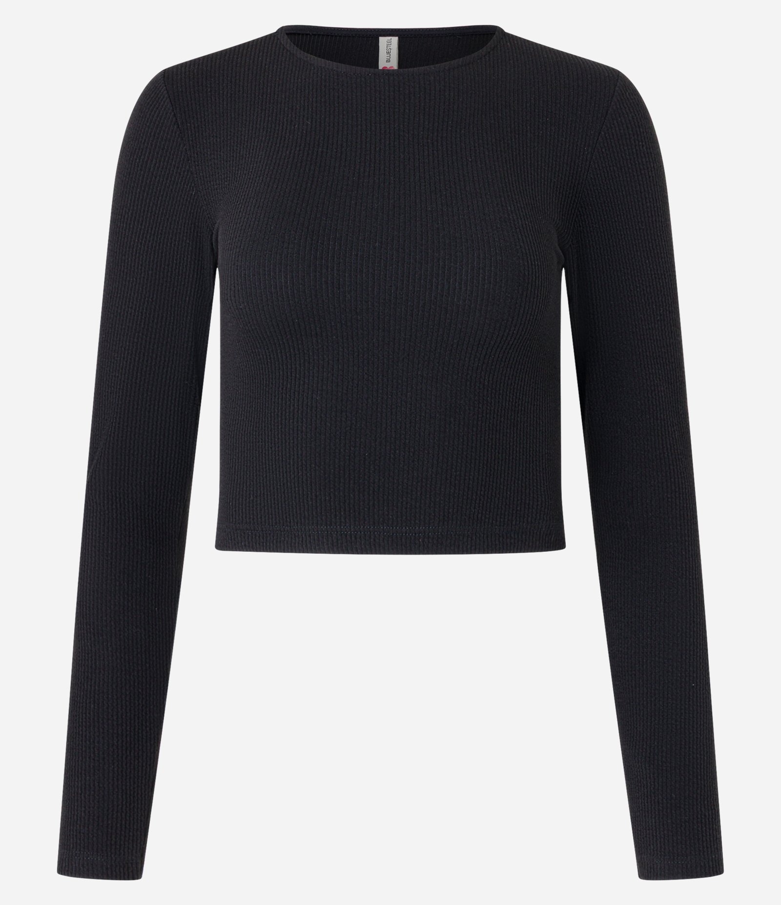 Blusa em Malha Texturizada com Gola Redonda Preto 4