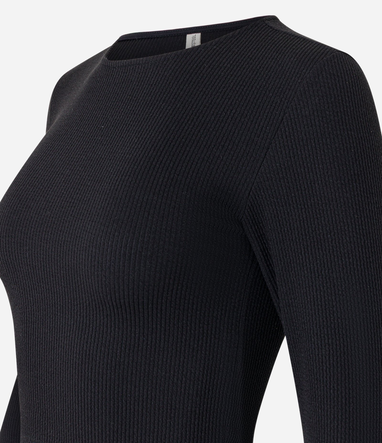 Blusa em Malha Texturizada com Gola Redonda Preto 5