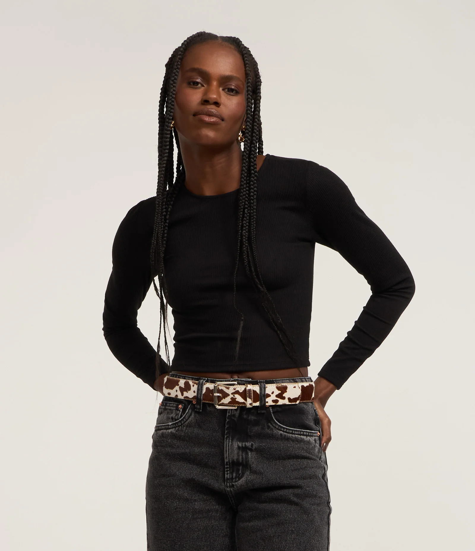 Blusa em Malha Texturizada com Gola Redonda Preto 1