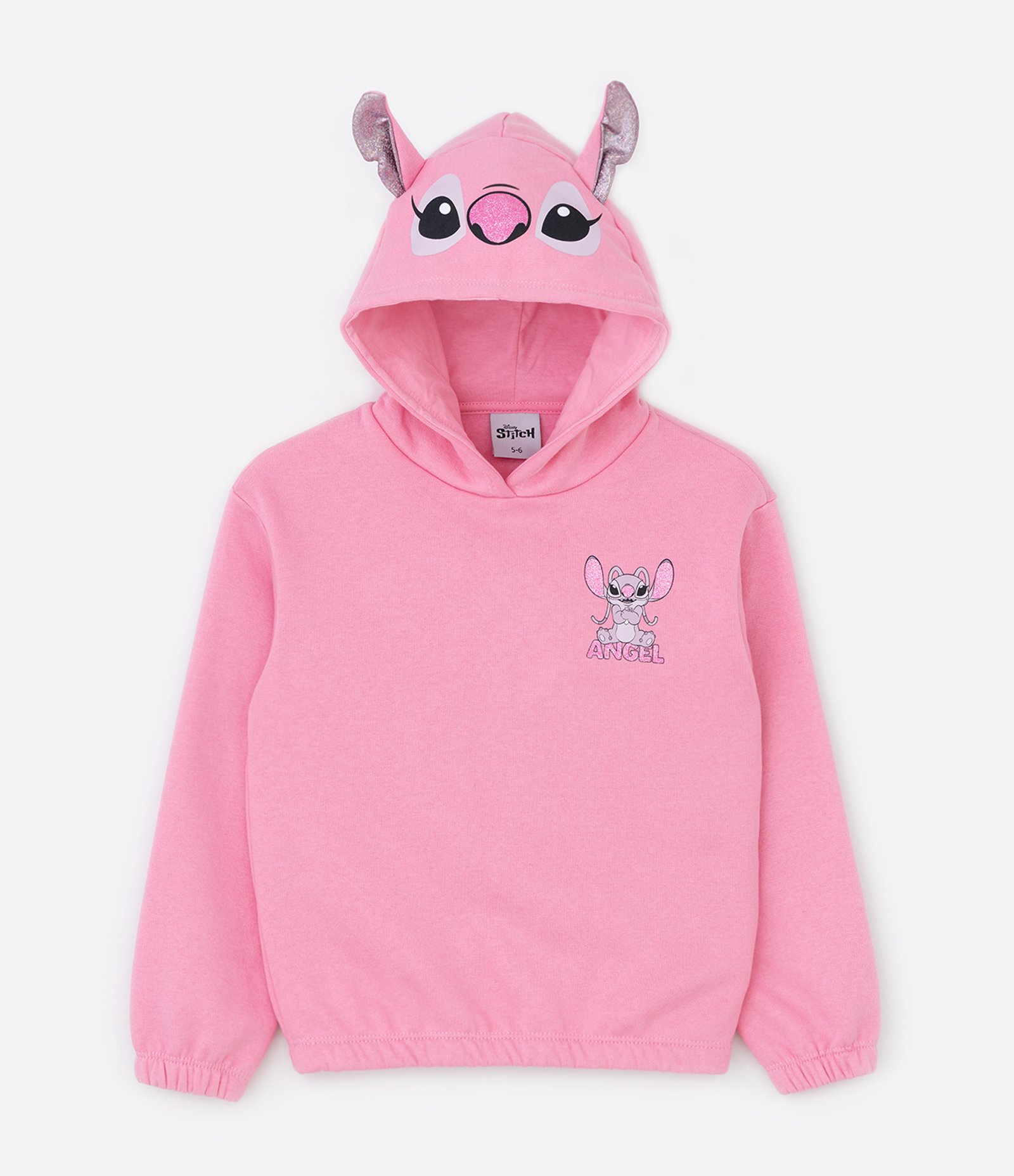 Casaco Infantil com Capuz e Orelhinhas da Angel - Tam 3 a 14 Anos Rosa 1