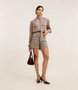 Short Reto Alfaiatado com Estampa Xadrez