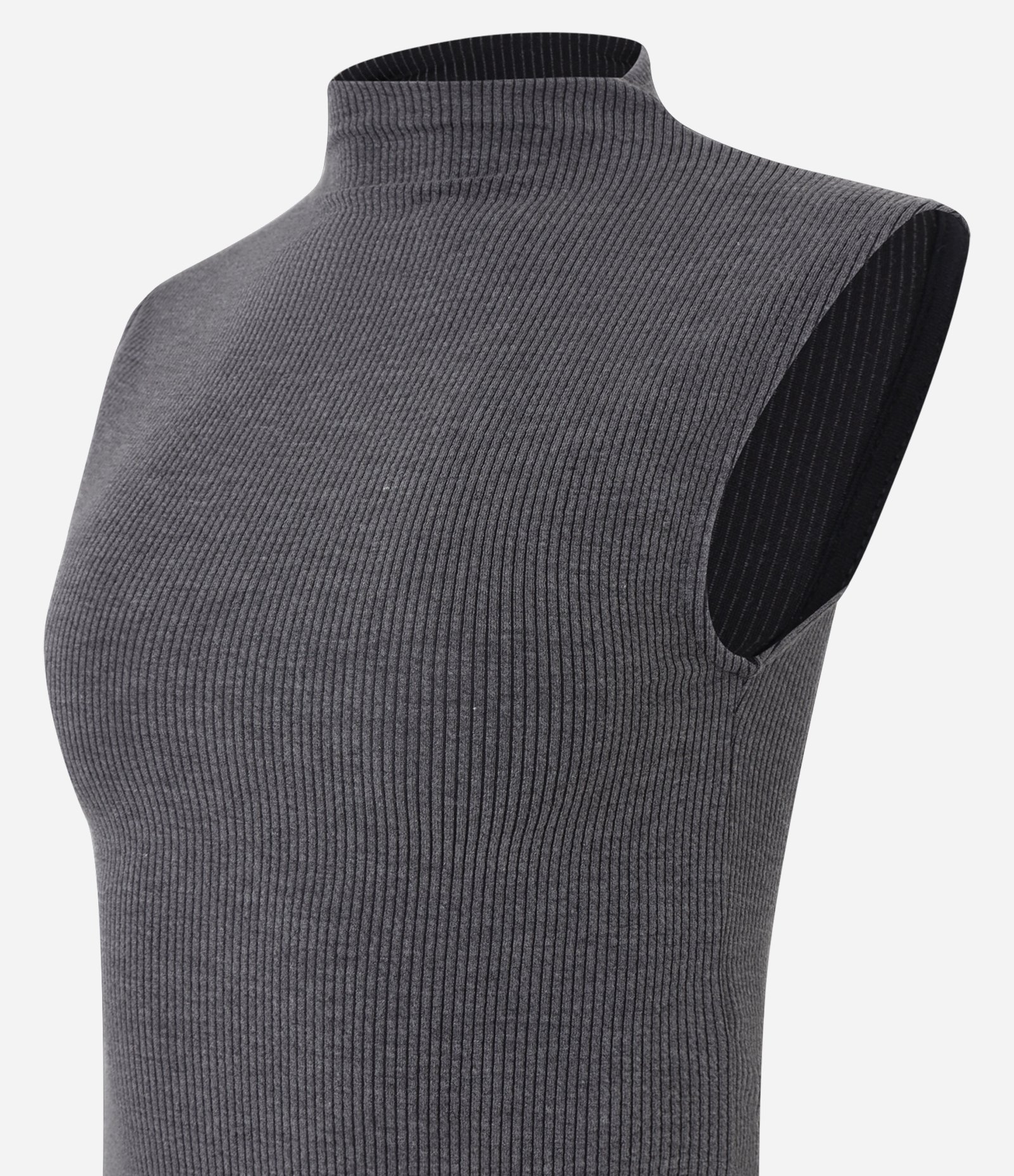 Blusa Texturizada com Golinha Alta Cinza 5