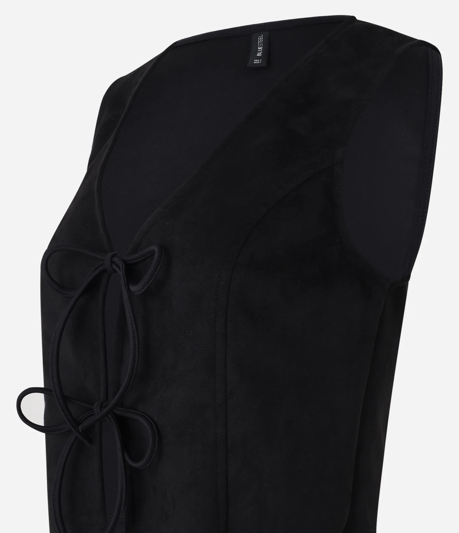 Blusa Colete em Suede com Amarrações Frontais Preto 2