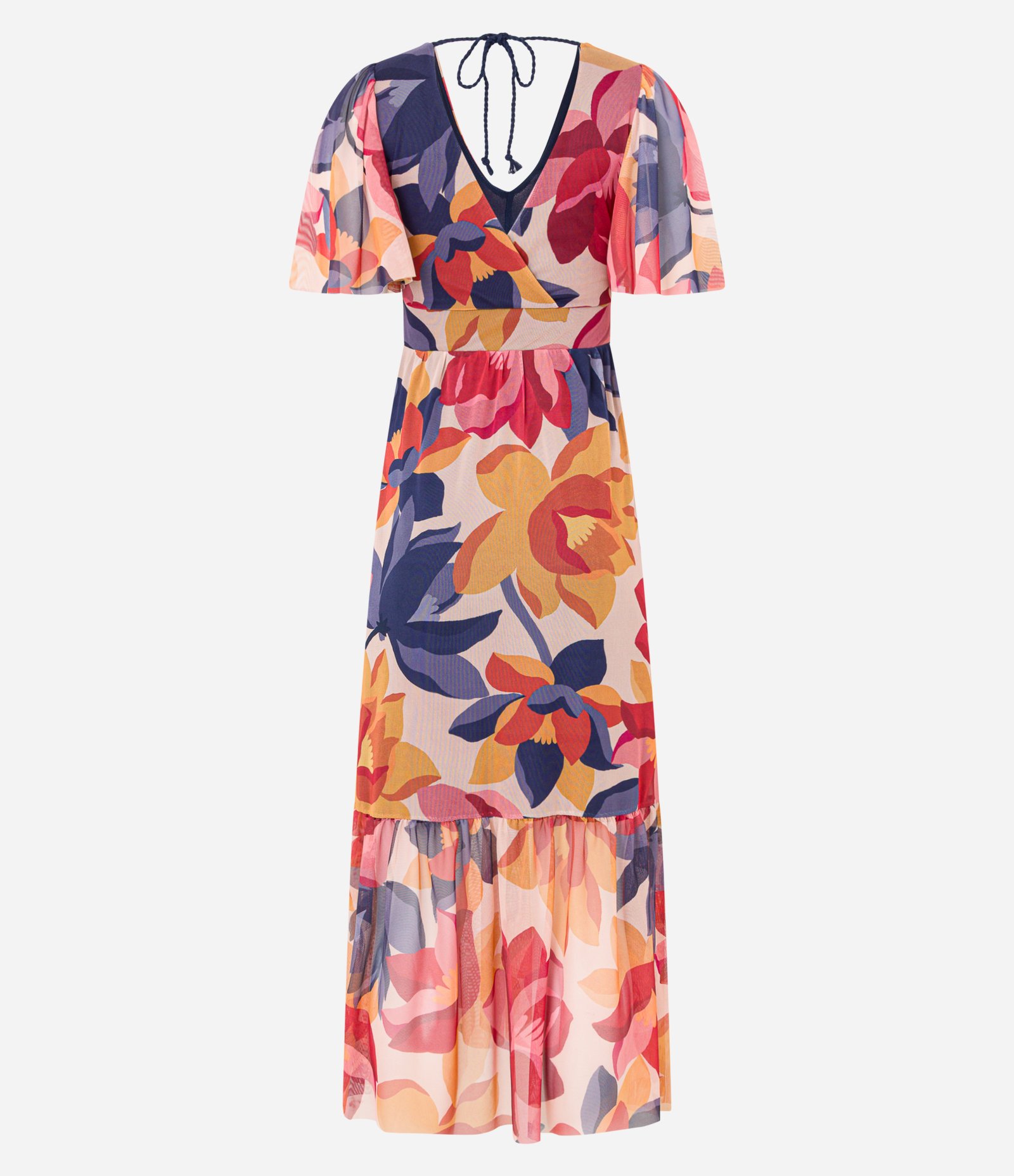 Vestido Evasê Longo em Tule com Estampa Floral Multicores 6