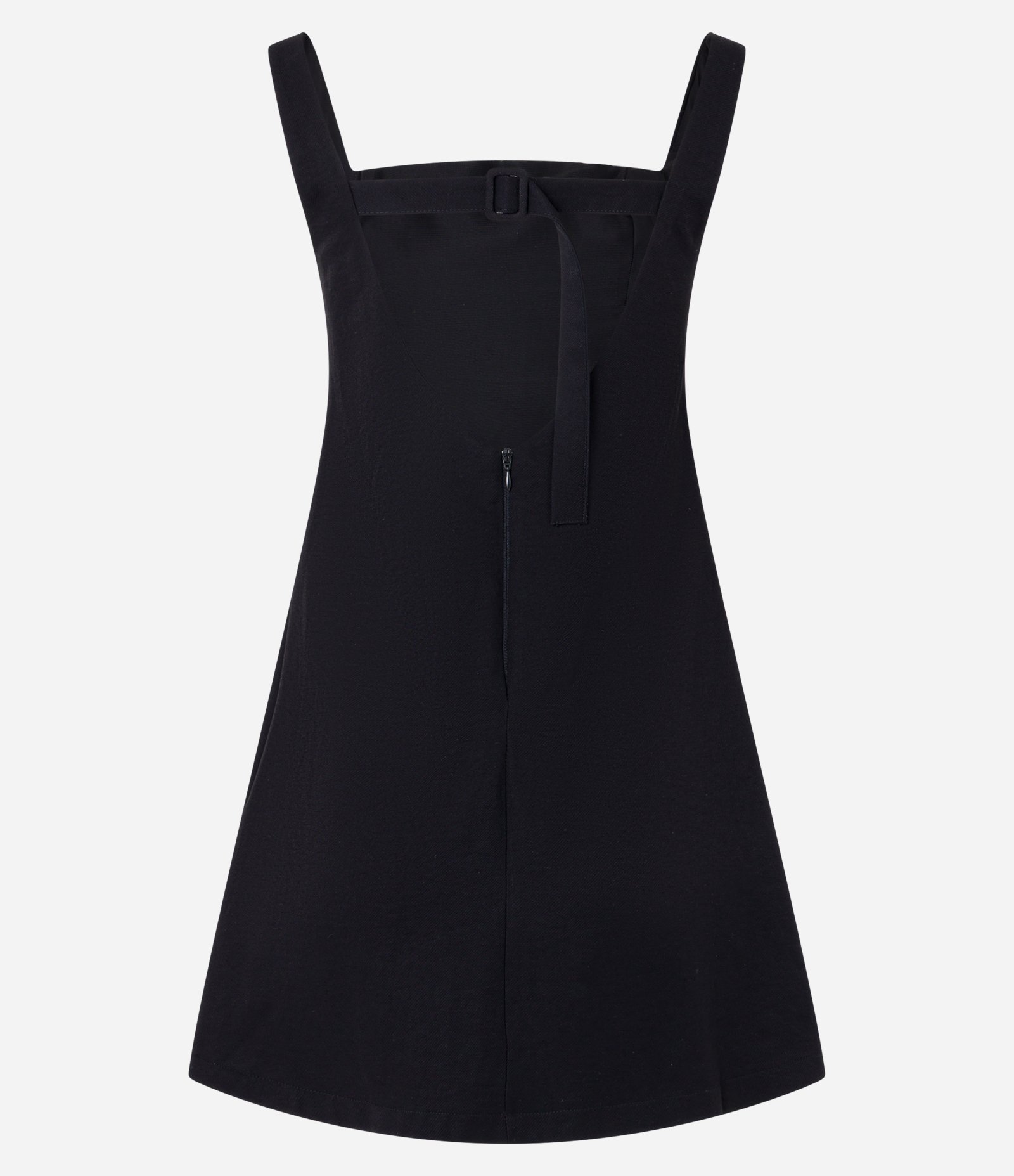 Vestido Curto em Crepe com Decote Quadrado e Amarração Preto 9