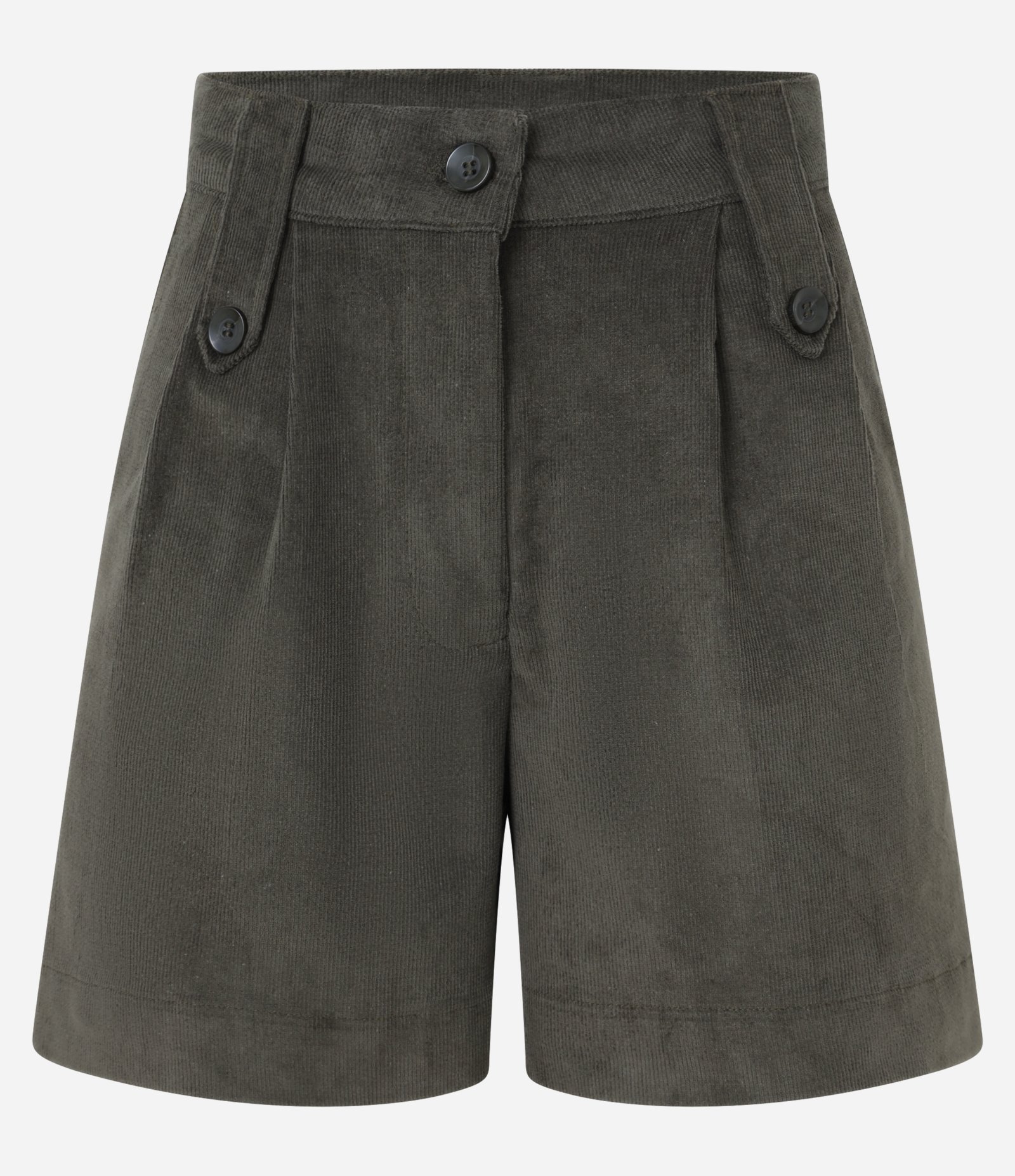 Short Reto Cintura Média em Veludo Cotelê e Pregas Verde 7