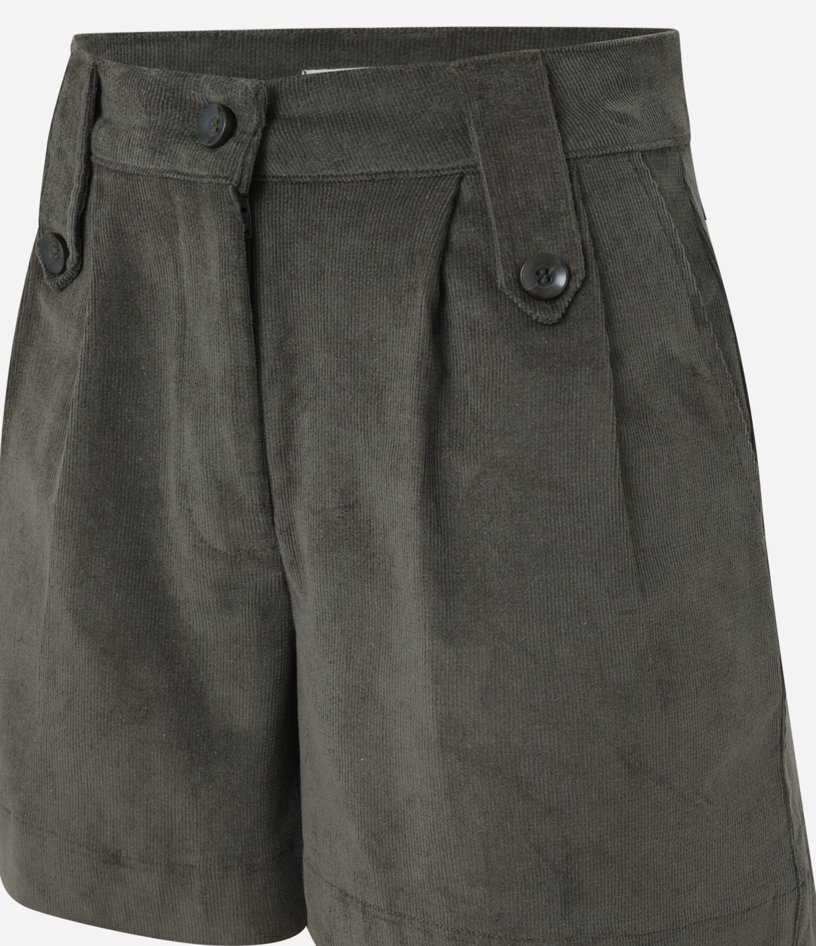 Short Reto Cintura Média em Veludo Cotelê e Pregas Verde 8