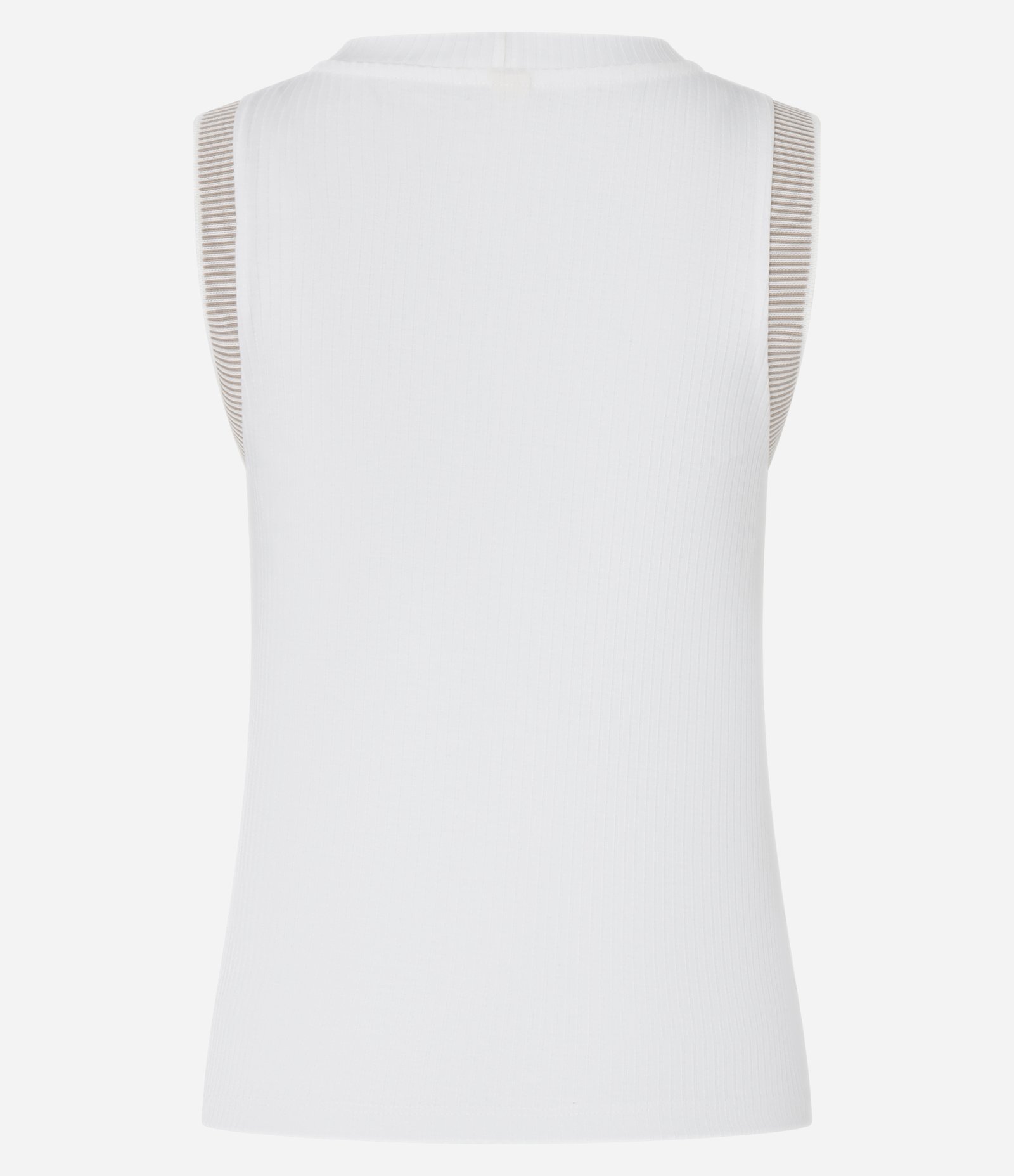 Blusa em Ribana com Gola Redonda e Cava Listrada Branco 3