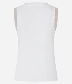 Blusa em Ribana com Gola Redonda e Cava Listrada