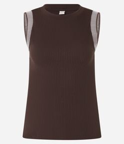 Blusa em Ribana com Gola Redonda e Cava Listrada