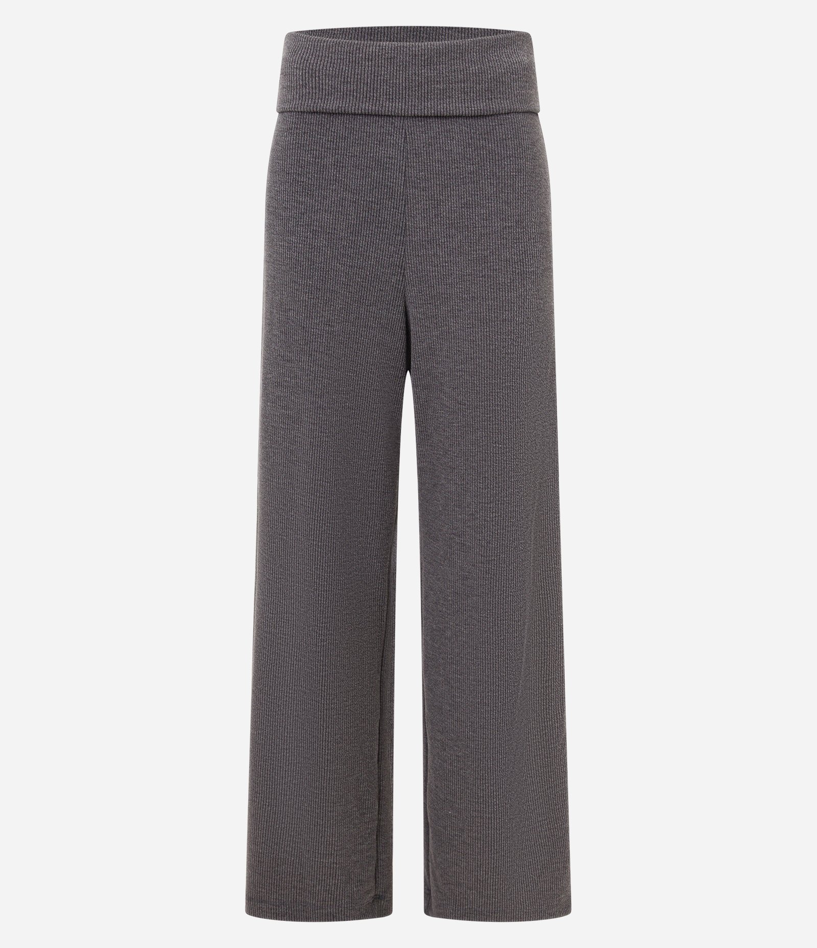 Calça Reta em Ana Ruga Texturizada e Pala Virada Cinza 5