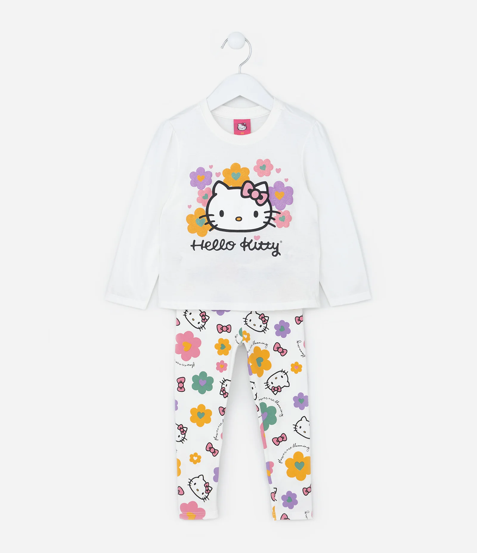 Conjunto Infantil com Estampa Hello Kitty e Florzinhas - Tam 1 a 6 Anos Branco 1