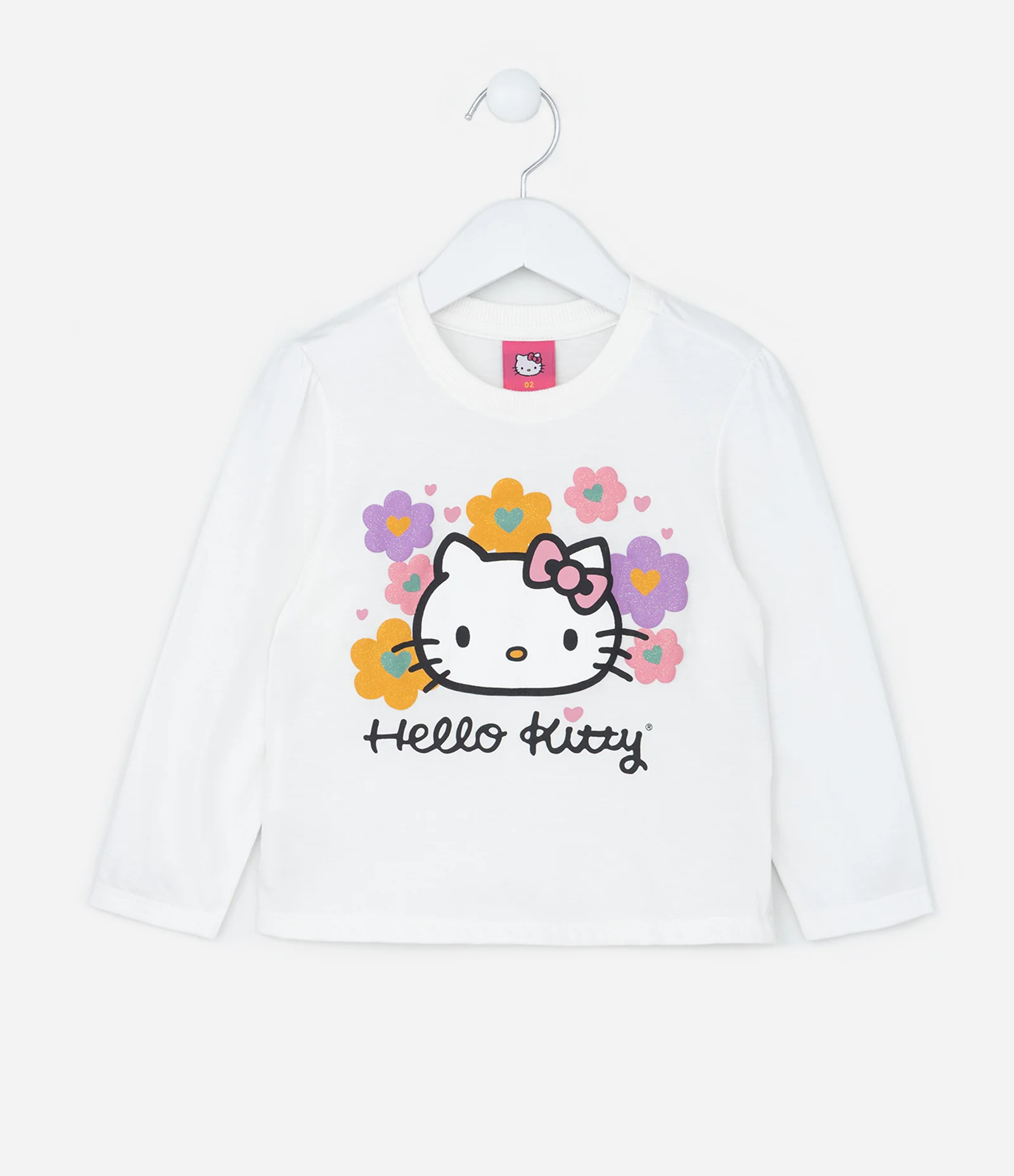 Conjunto Infantil com Estampa Hello Kitty e Florzinhas - Tam 1 a 6 Anos Branco 2