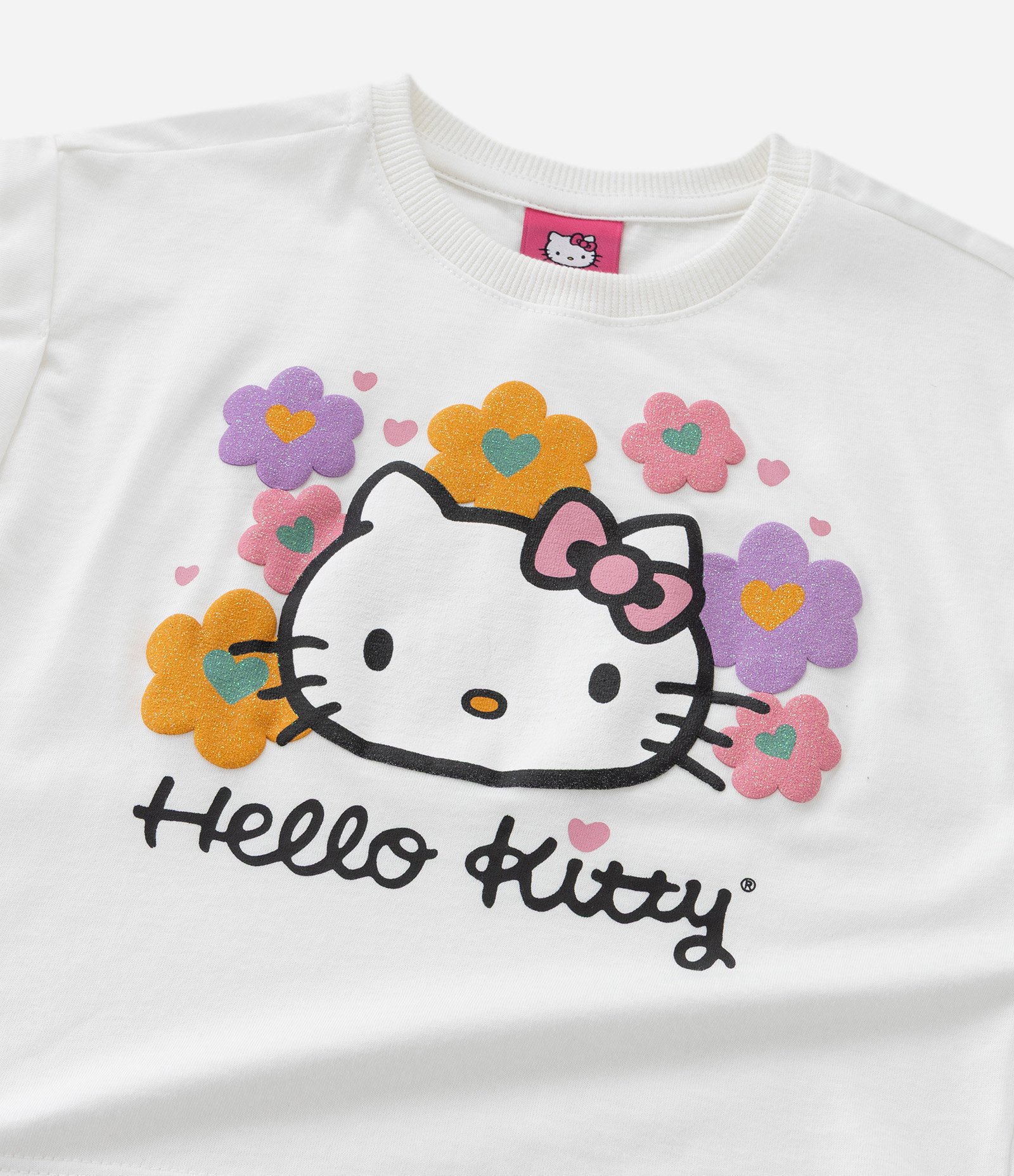 Conjunto Infantil com Estampa Hello Kitty e Florzinhas - Tam1 a 6 Anos Branco 9