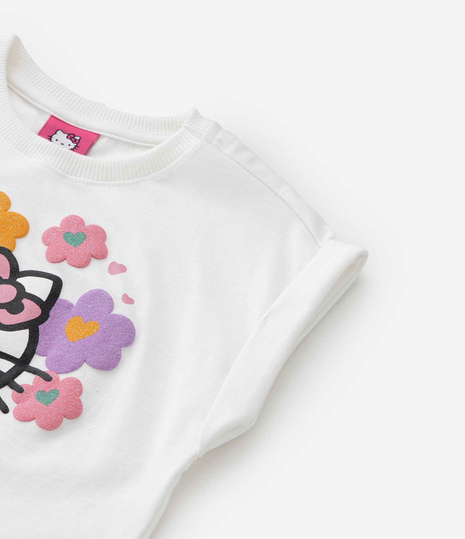 Conjunto Infantil com Estampa Hello Kitty e Florzinhas - Tam1 a 6 Anos Branco 5