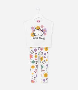 Conjunto Infantil com Estampa Hello Kitty e Florzinhas - Tam1 a 6 Anos