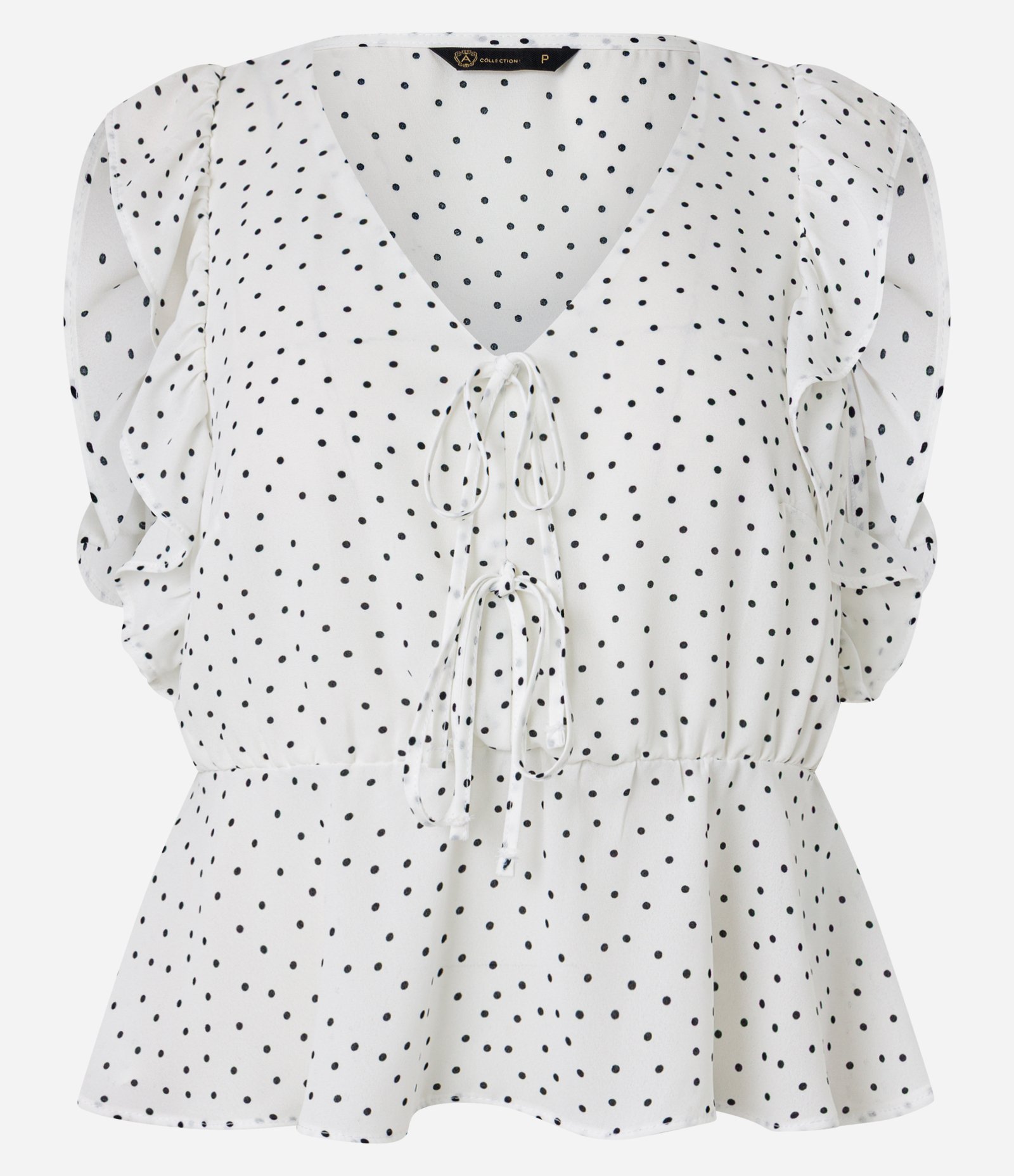 Blusa em Crepe com Amarração e Estampa Poá Branco 5