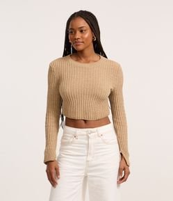 Blusa Cropped Texturizada em Tricô Chenille