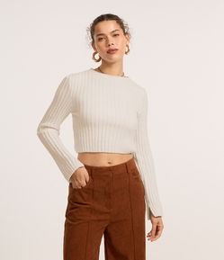 Blusa Cropped Texturizada em Tricô Chenille