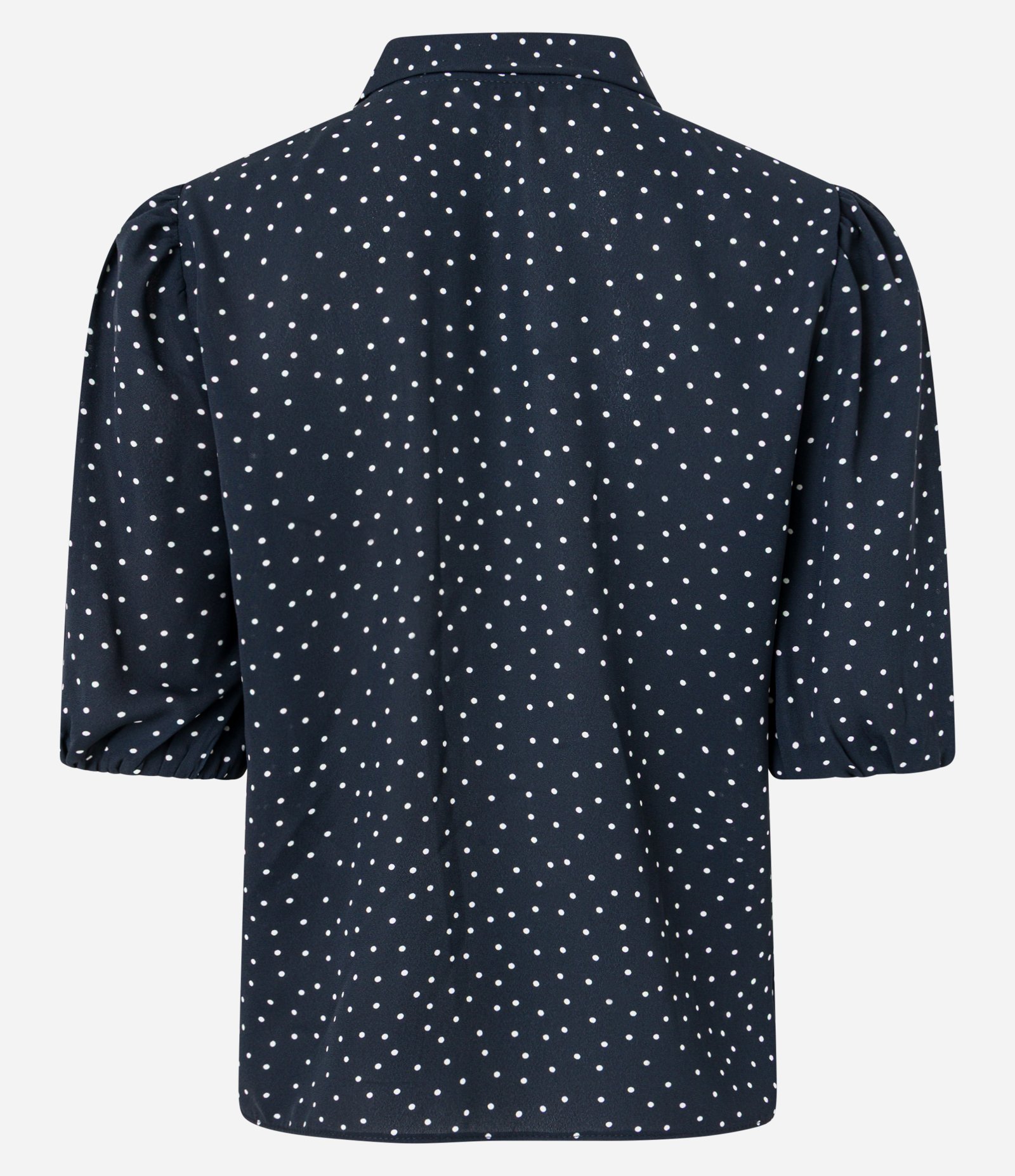 Blusa em Chiffon com Gola Laço e Estampa Poá Azul 6