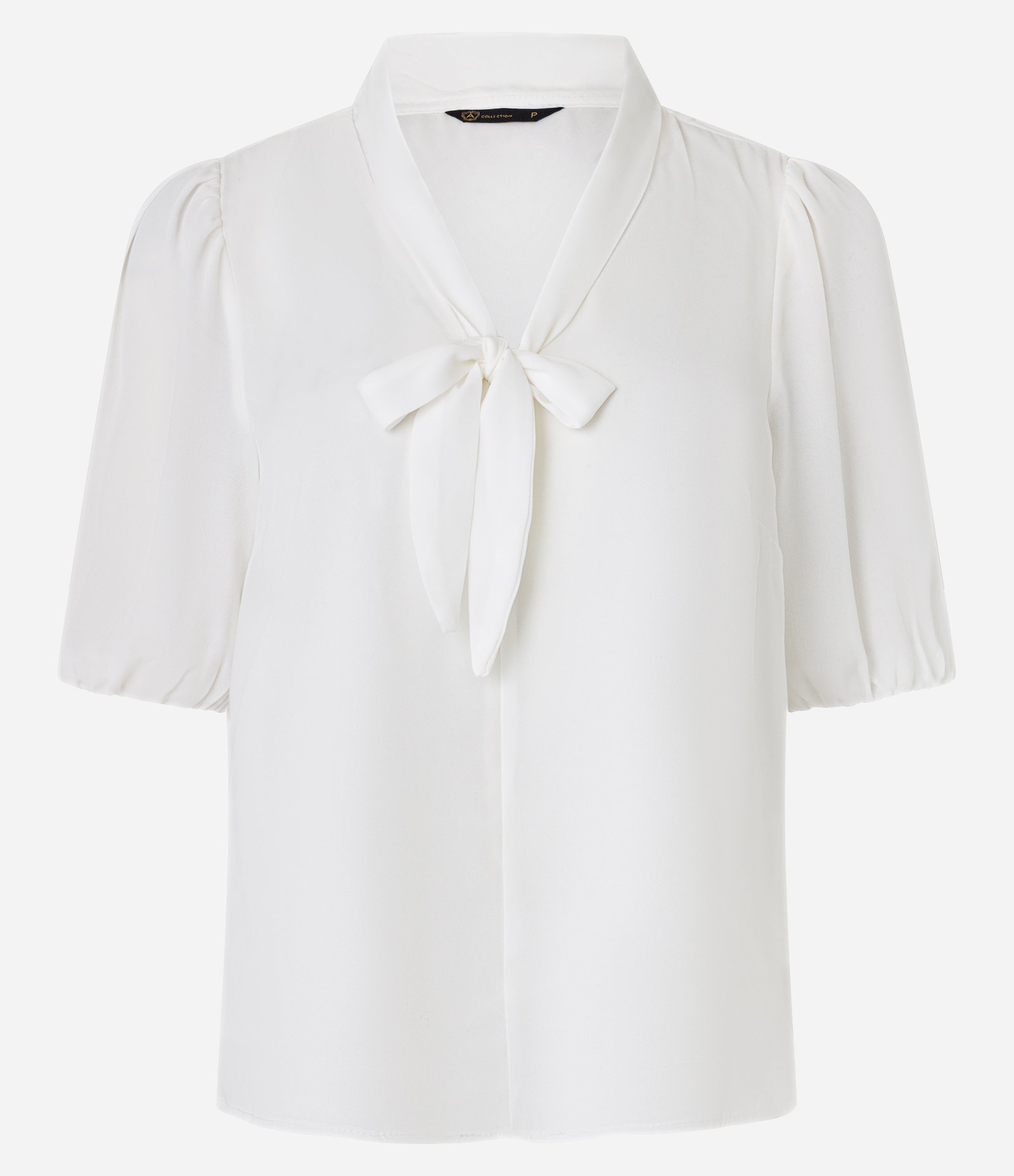 Blusa em Chiffon com Gola Laço e Manga Bufante Branco 5